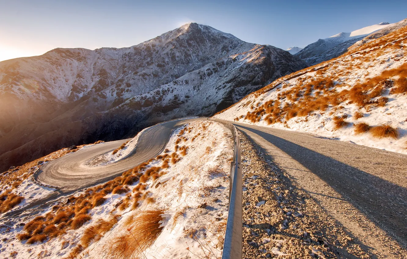 Photo wallpaper road, autumn, mountains