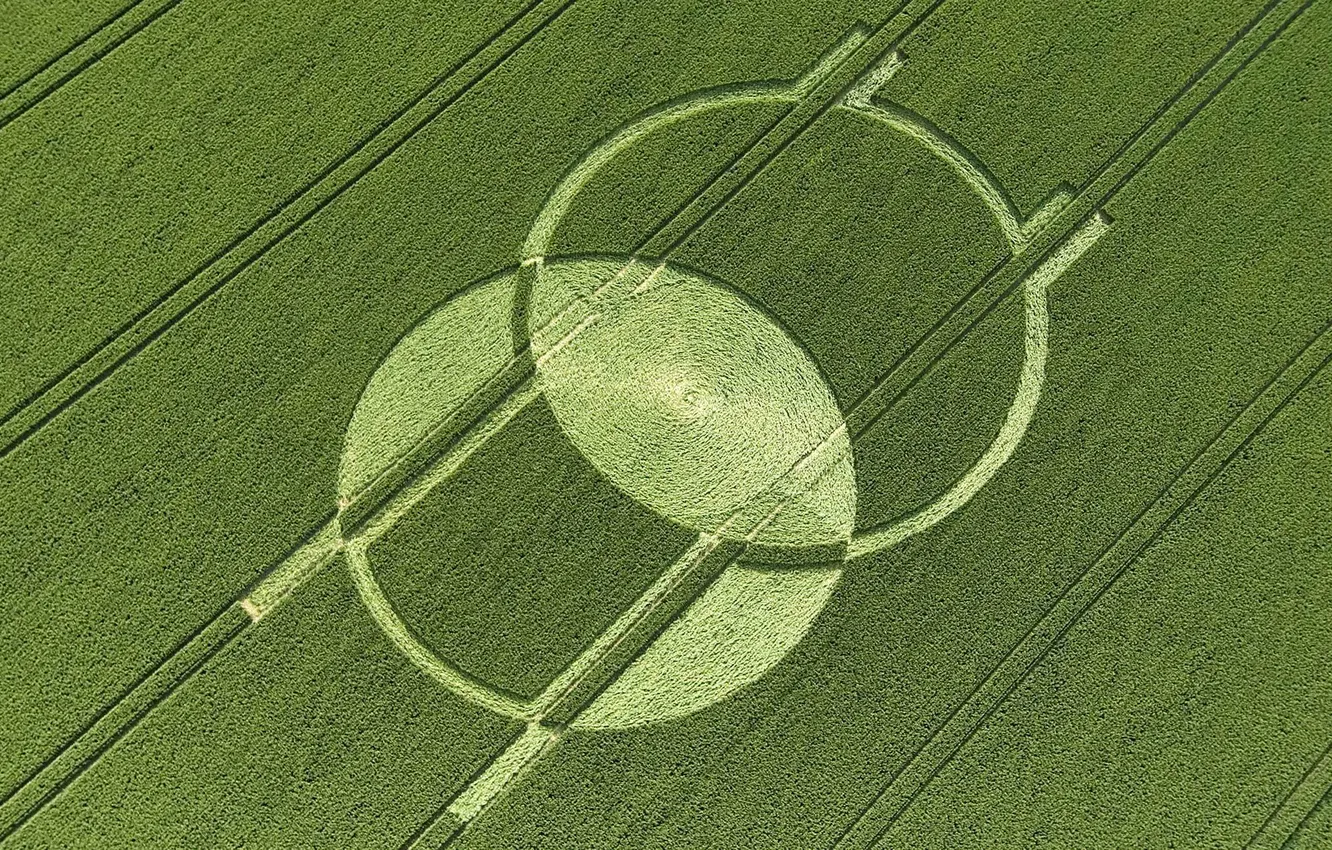 Photo wallpaper field, circles, UFO