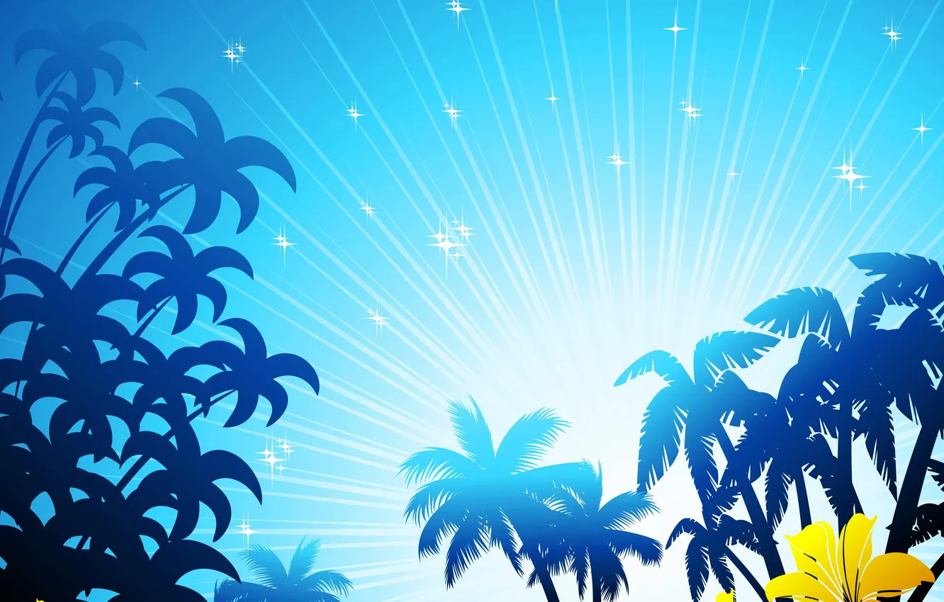 Photo wallpaper sea, the sky, palm trees