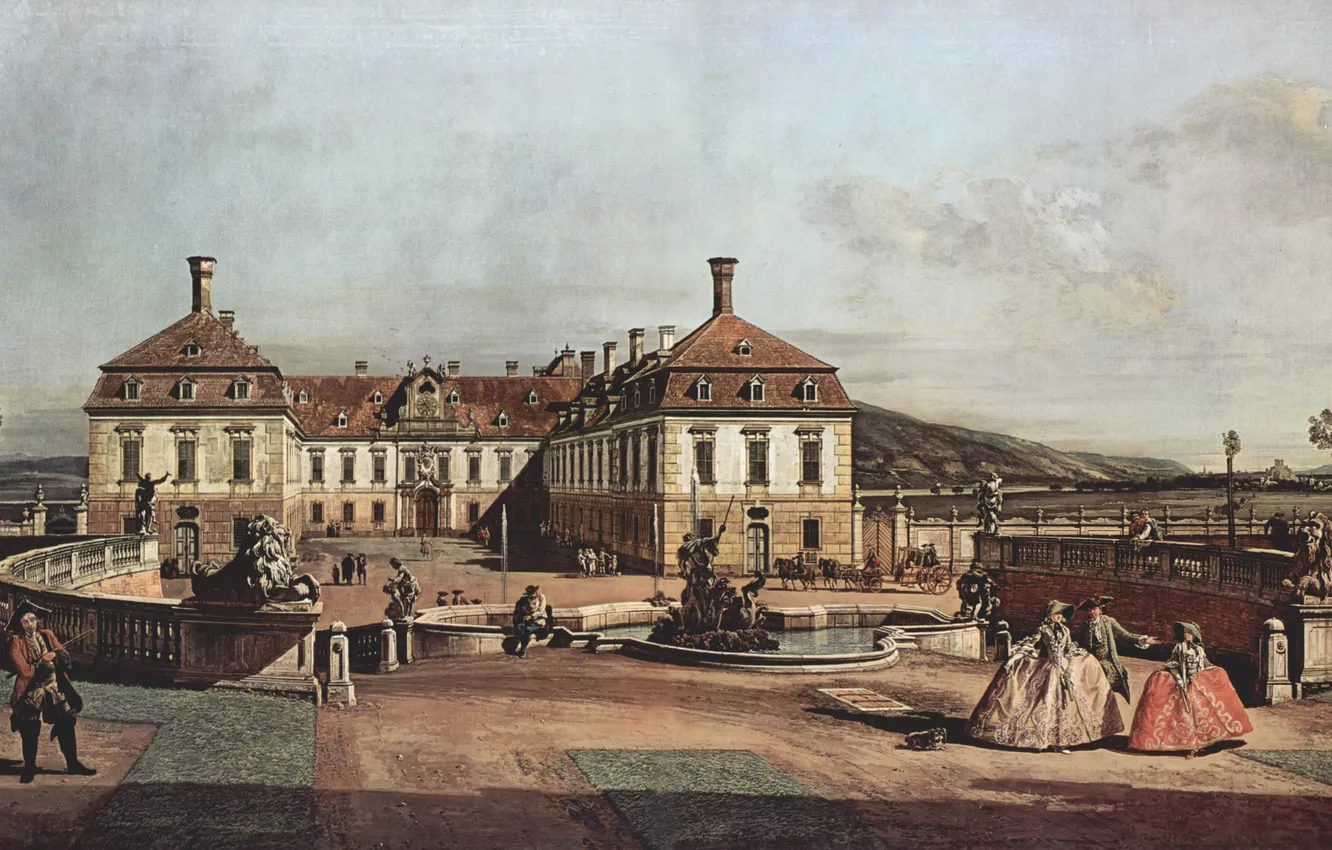 Photo wallpaper picture, painting, painting, Bernardo Bellotto, The imperial summer residence, 1758, Courtyard