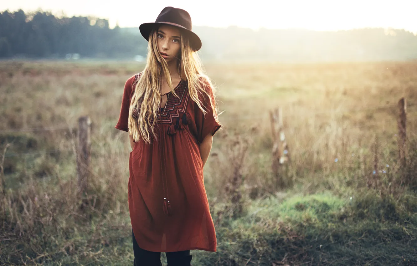 Photo wallpaper look, girl, hat