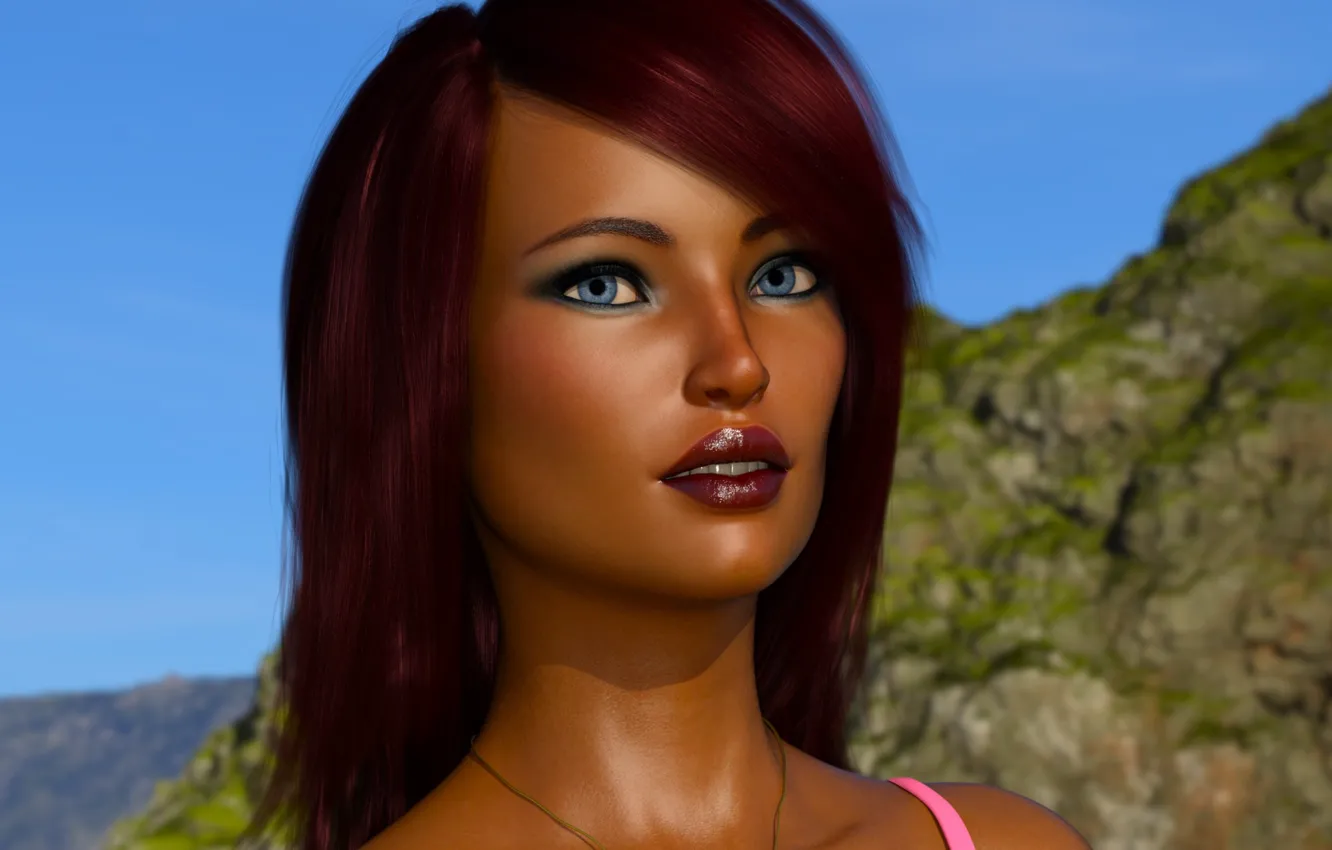 Photo wallpaper look, girl, makeup