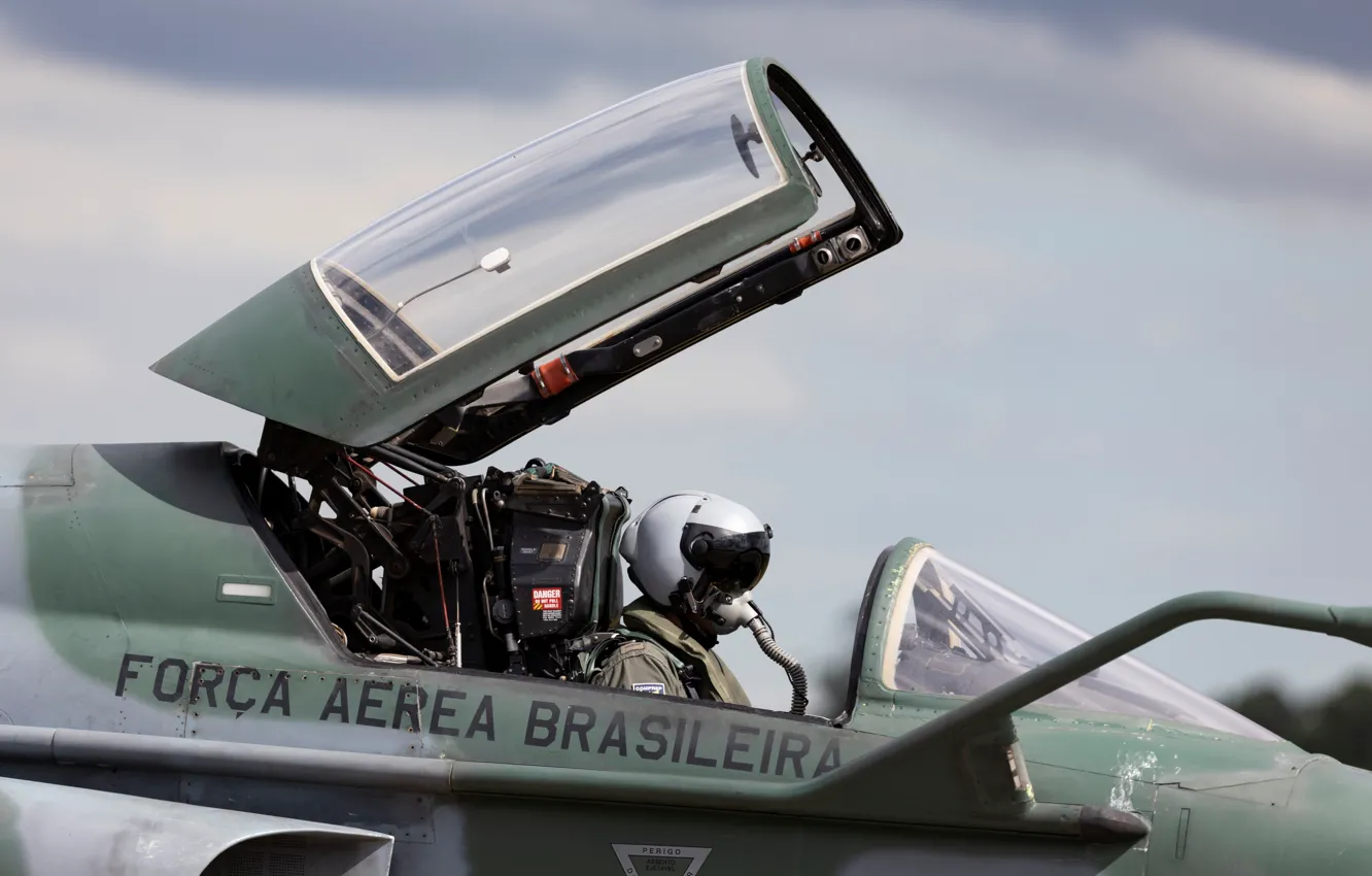 Photo wallpaper helmet, male, The air force of Brazil, Brazilian Air Force, Supersonic light fighter, F-5EM Tiger …