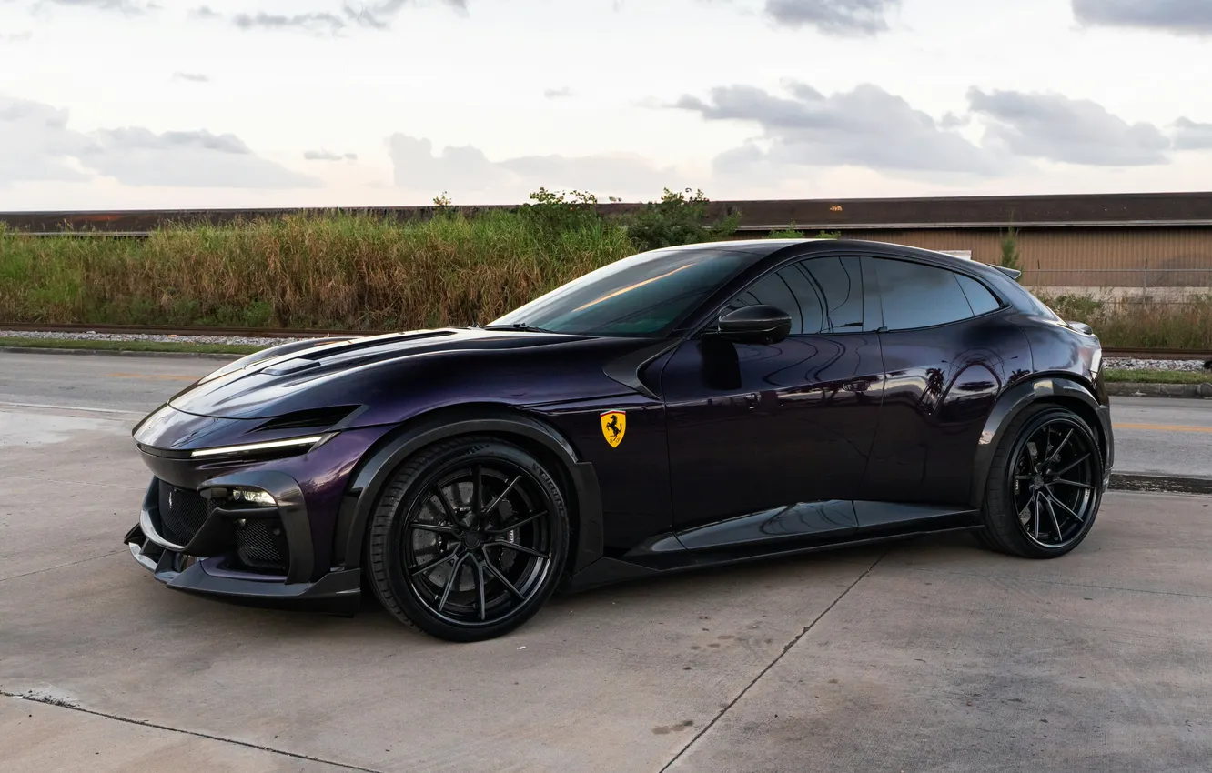Photo wallpaper Ferrari, Side, Ferrari Thoroughbred, Purosangue, Road, Purple
