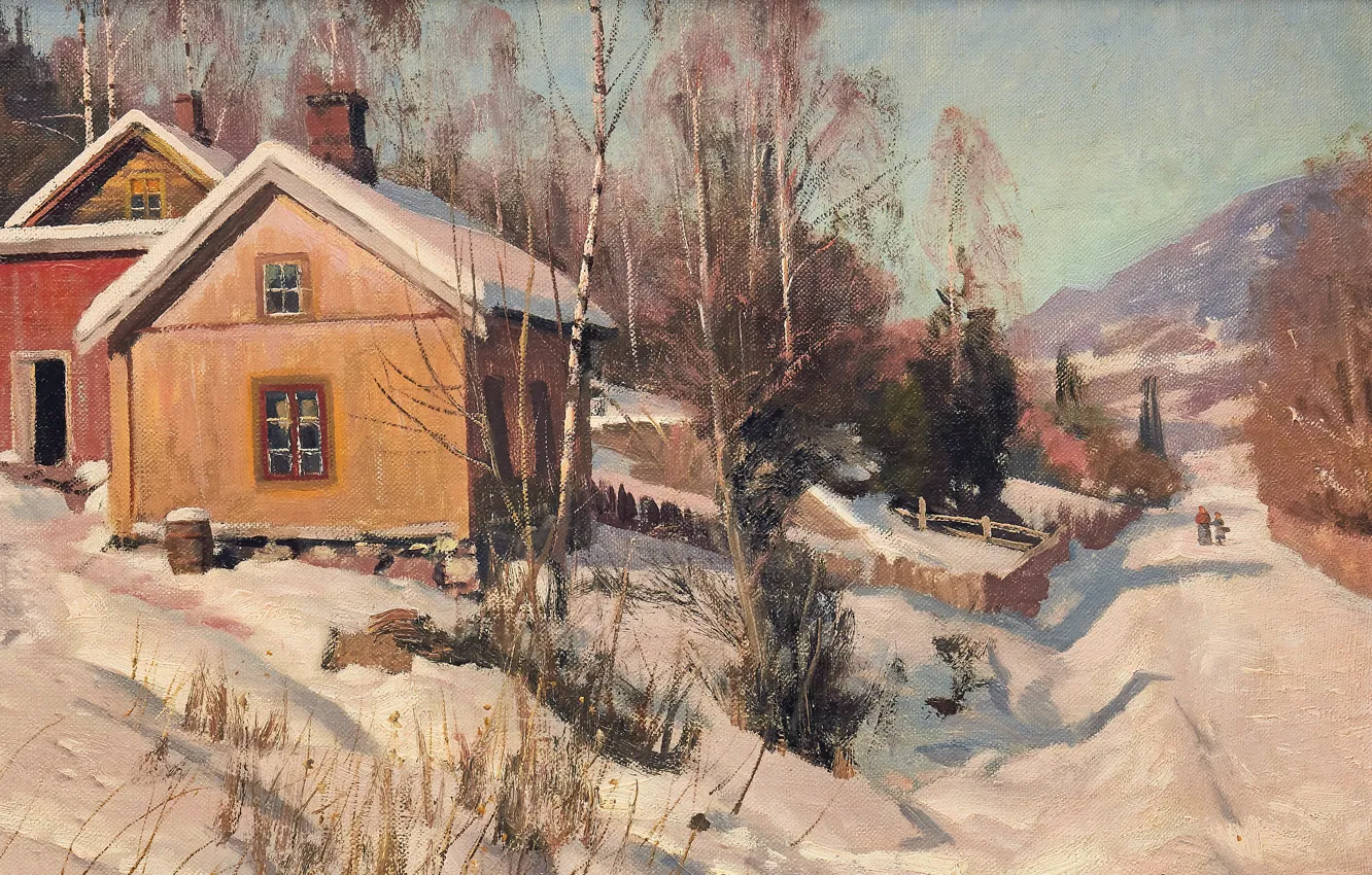 Photo wallpaper 1918, Danish painter, Peter Merk Of Menstad, Peder Mørk Mønsted, Danish realist painter, oil on …