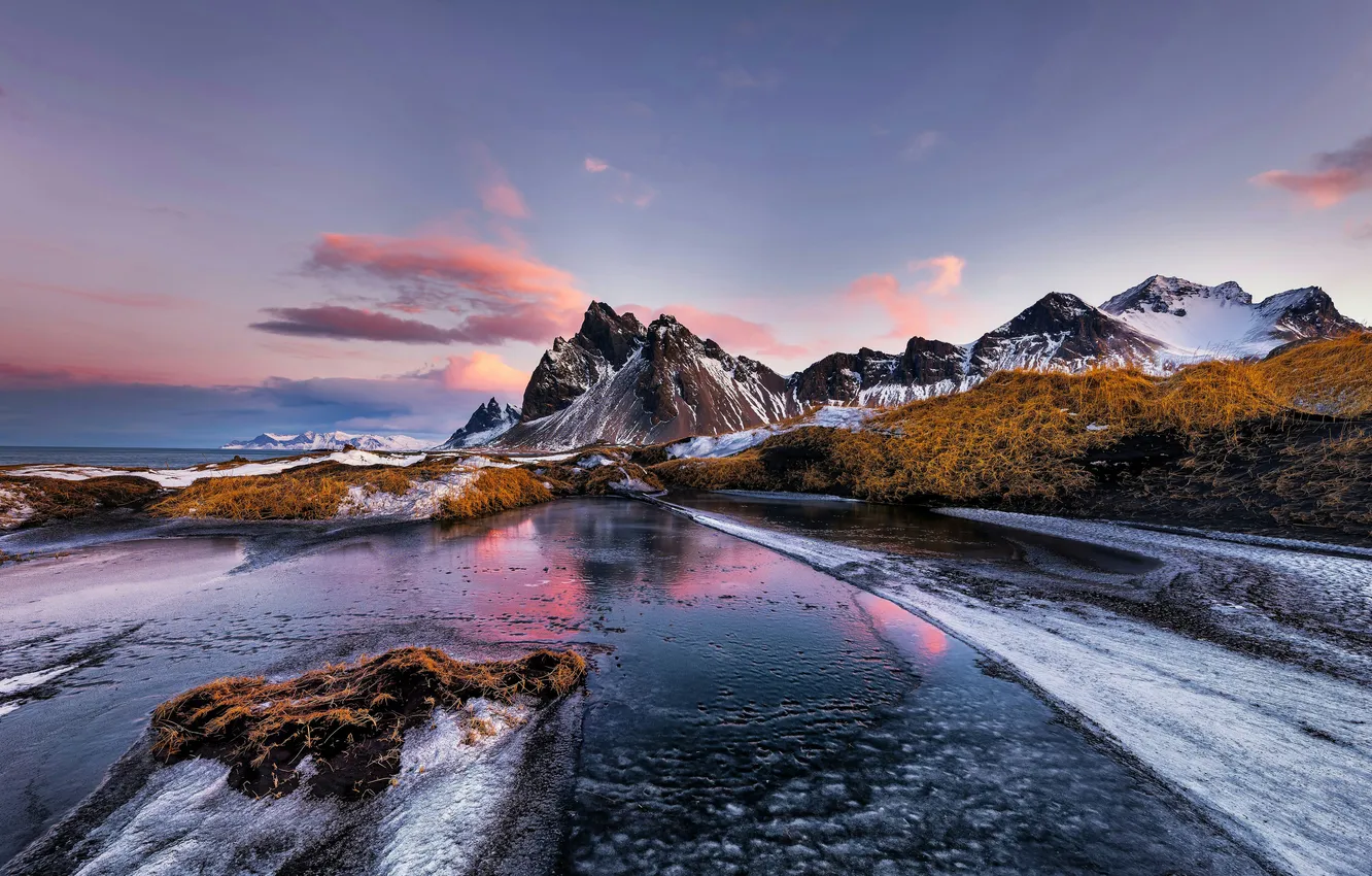 Photo wallpaper ice, winter, snow, mountains, Iceland, winter, snow, Iceland