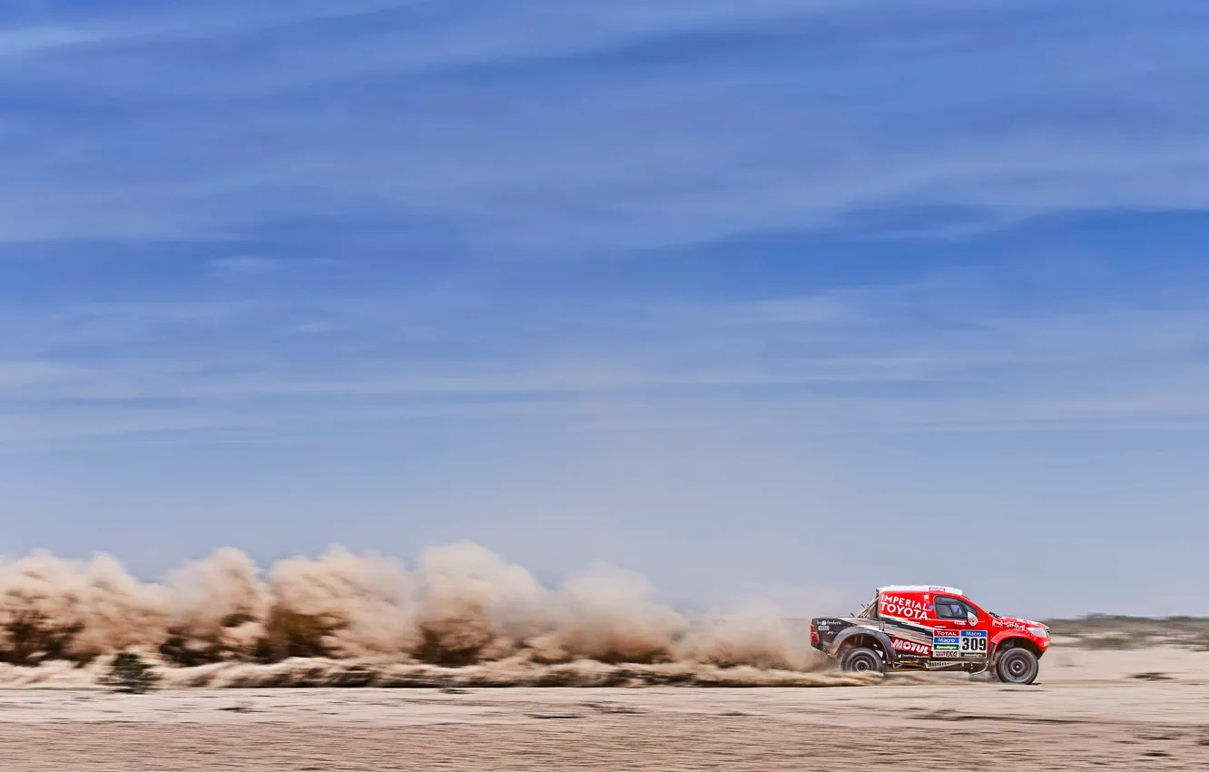 Photo wallpaper Sand, Red, Dust, Sport, Speed, Race, Day, Toyota