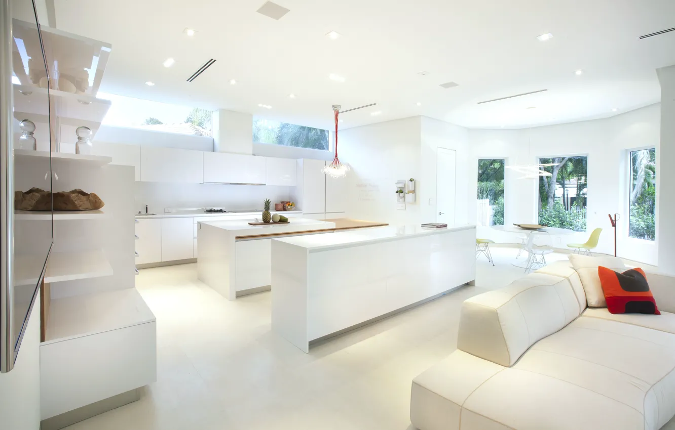 Photo wallpaper Miami, villa, luxury, kitchen, dining room, living space