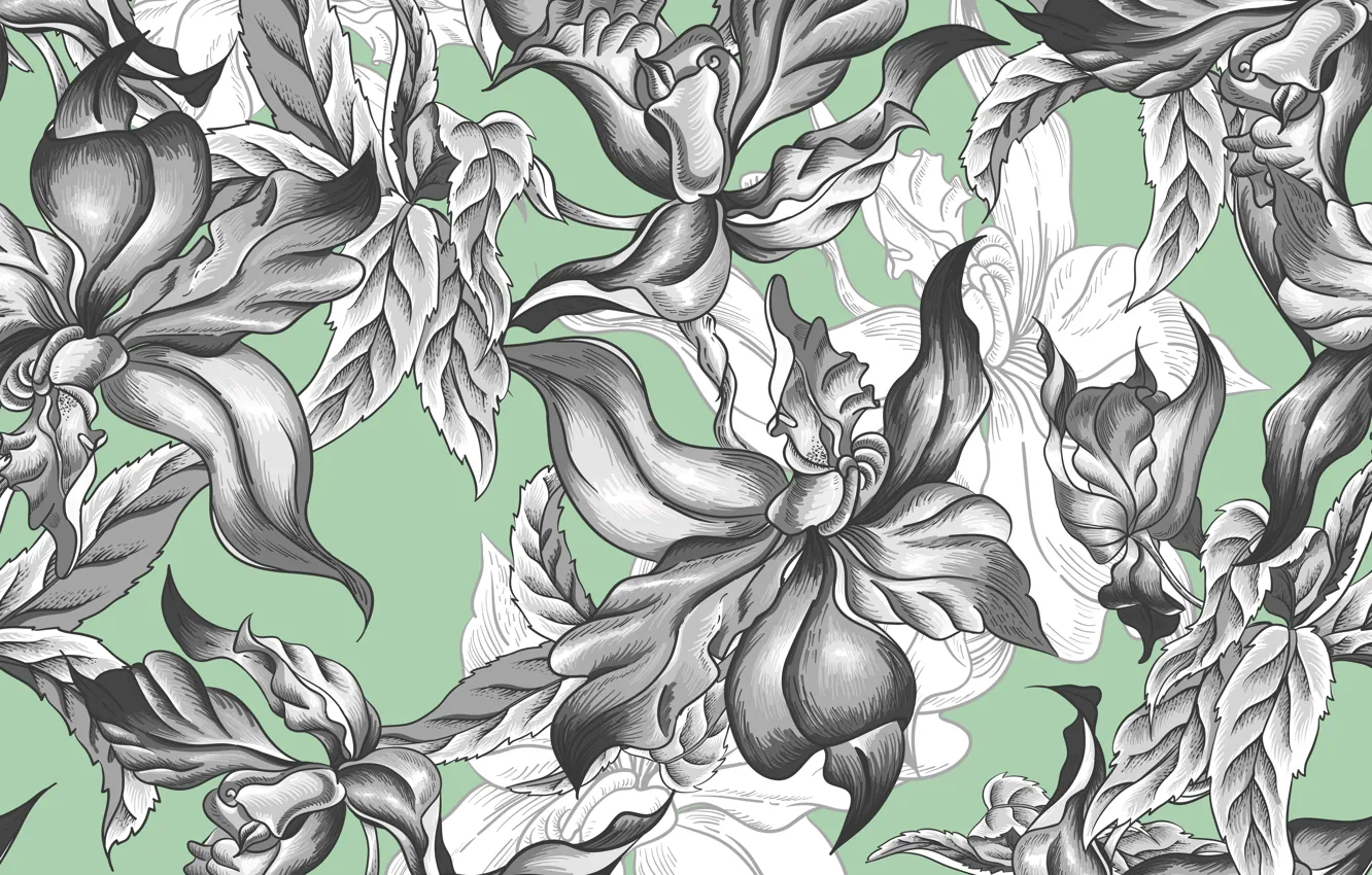Photo wallpaper flowers, background, vintage