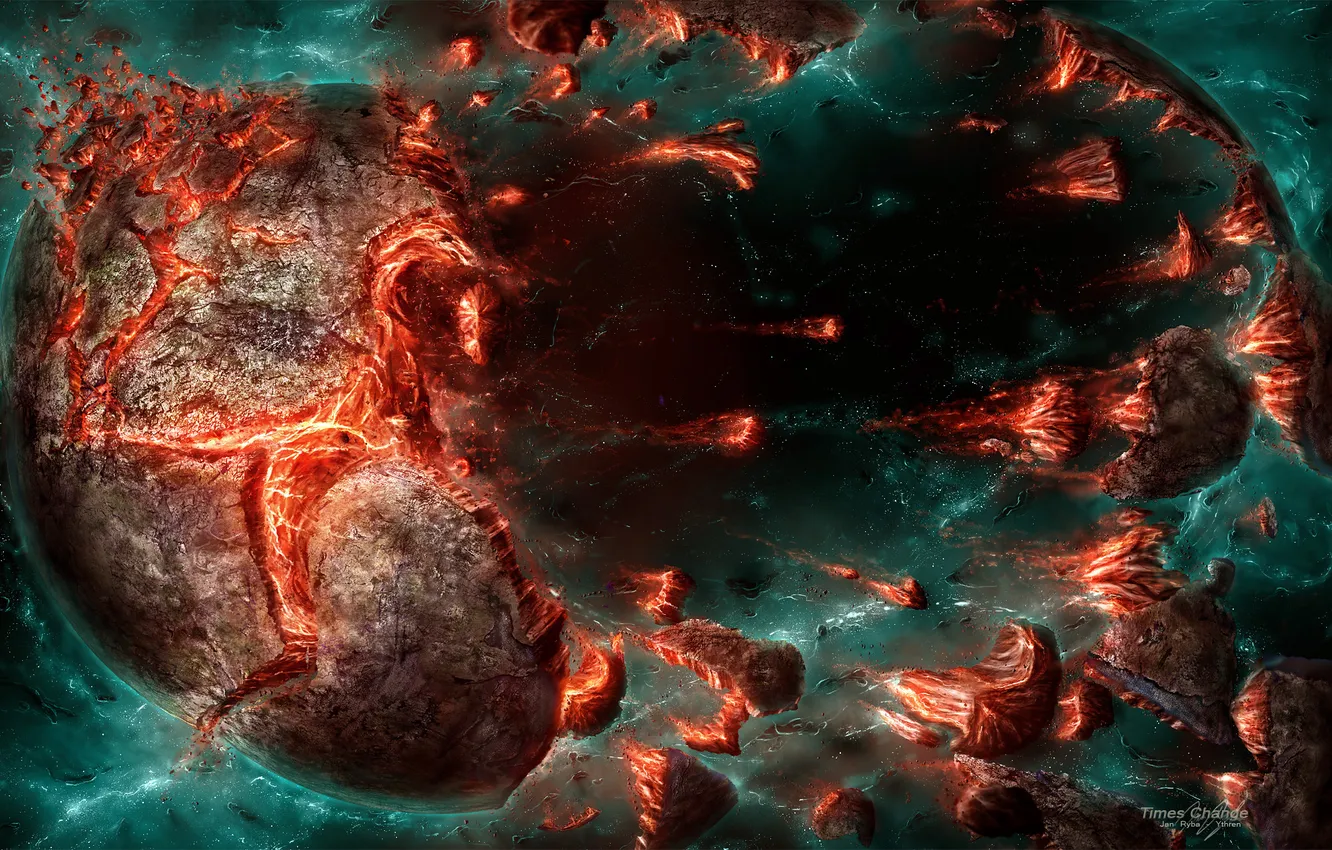 Photo wallpaper the explosion, lights, fire, Apocalypse, planet, piece