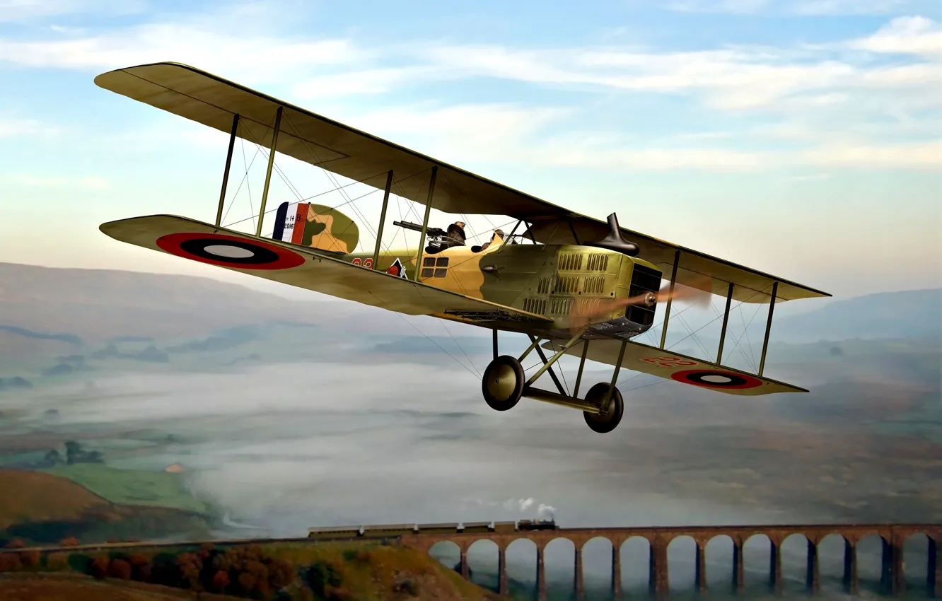 Photo wallpaper France, Bomber, biplane, WWI, Double, Breguet 14