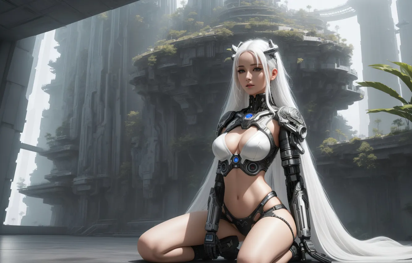 Photo wallpaper girl, fantasy, art, blond, digital art, fantasy art, fantasy girl, Cyberpunk