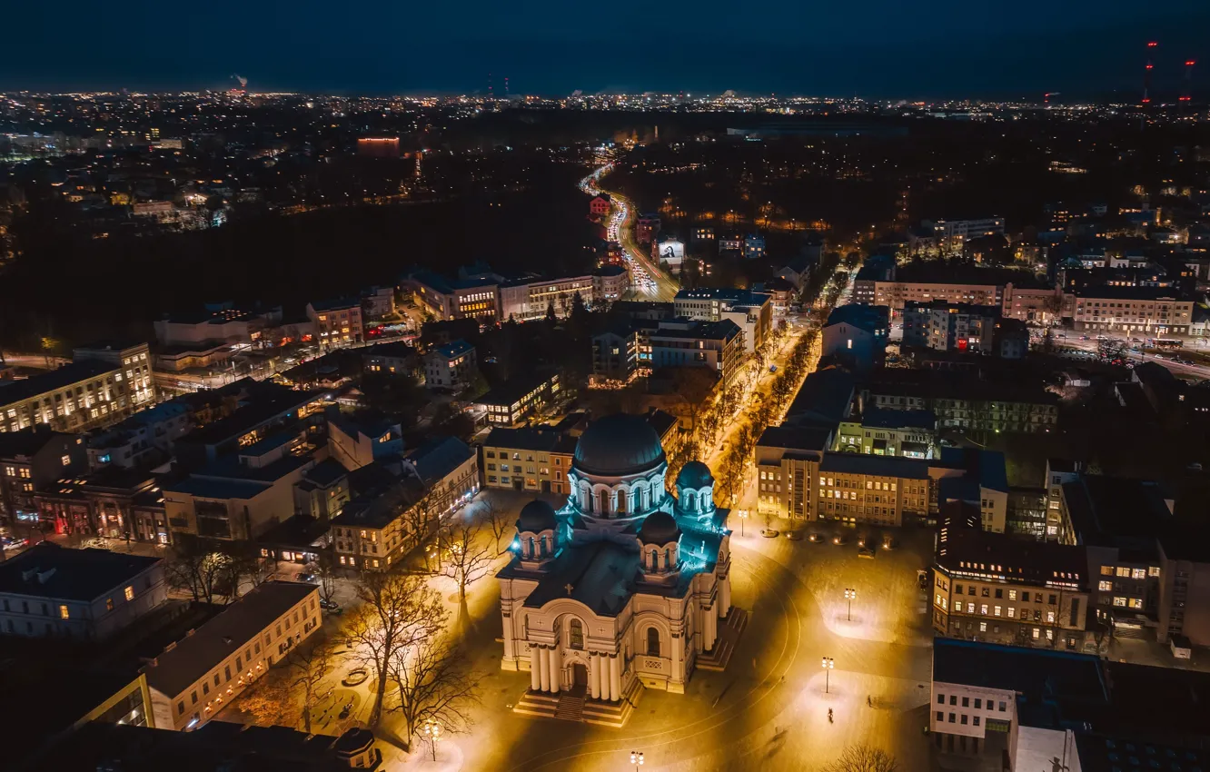Photo wallpaper Lithuania, Kaunas, nights