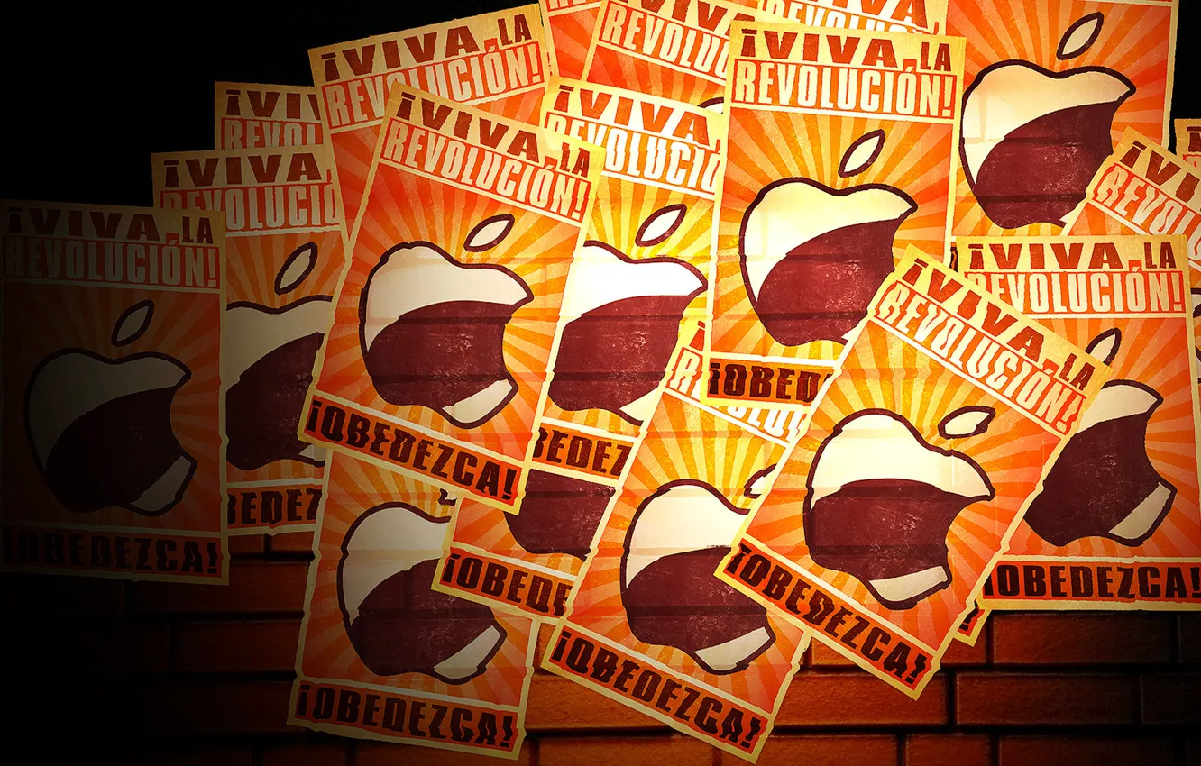 Photo wallpaper apple, logo, mac, logo, leaflet, glory to the revolution