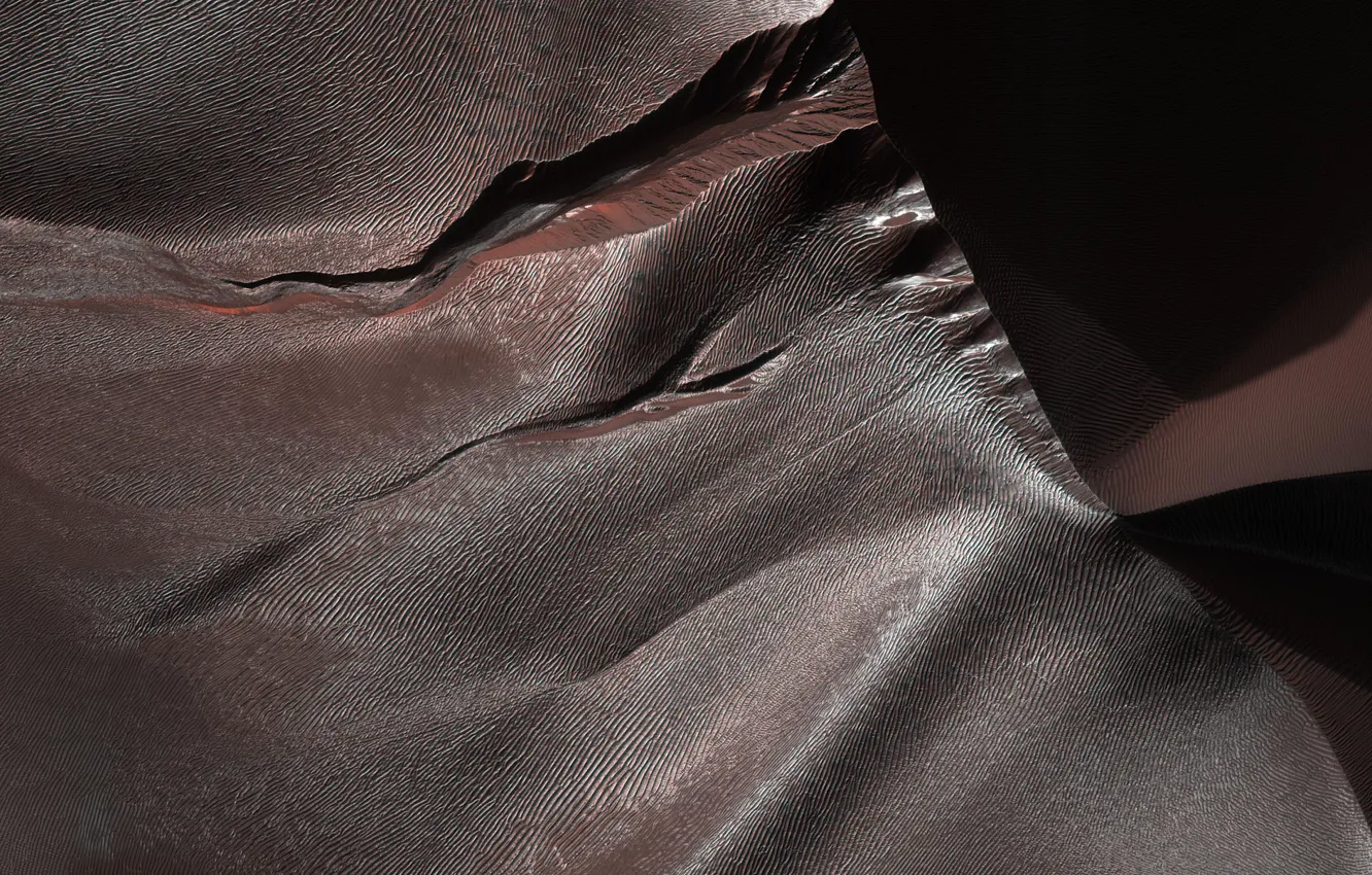 Photo wallpaper crater, Mars, sand dunes