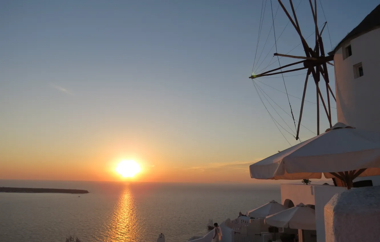 Photo wallpaper sea, the sun, sunset, Santorini, Santorini&amp; Oia&amp; Sunset
