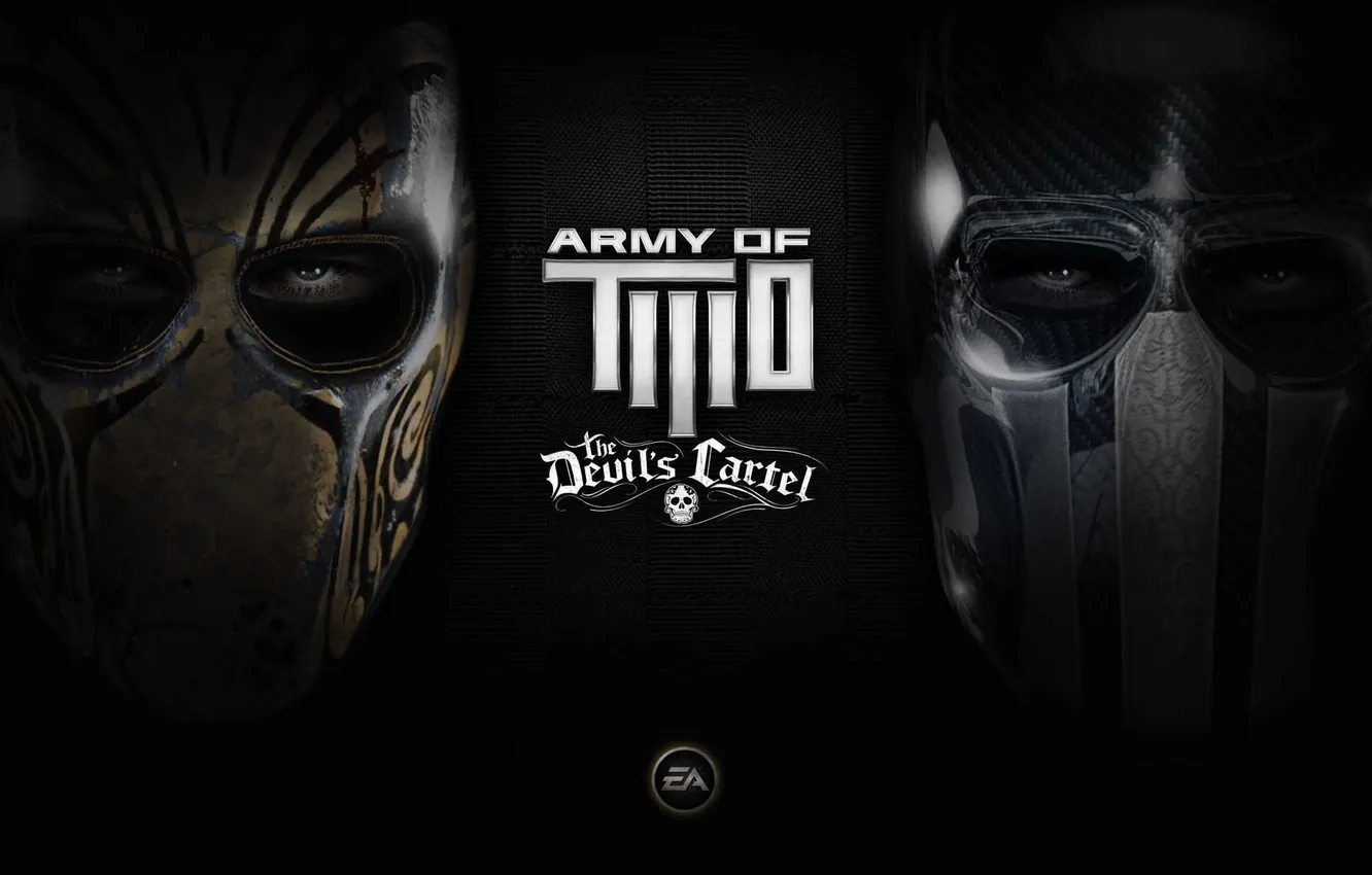 Photo wallpaper black, iron, mask, army two devils cartel