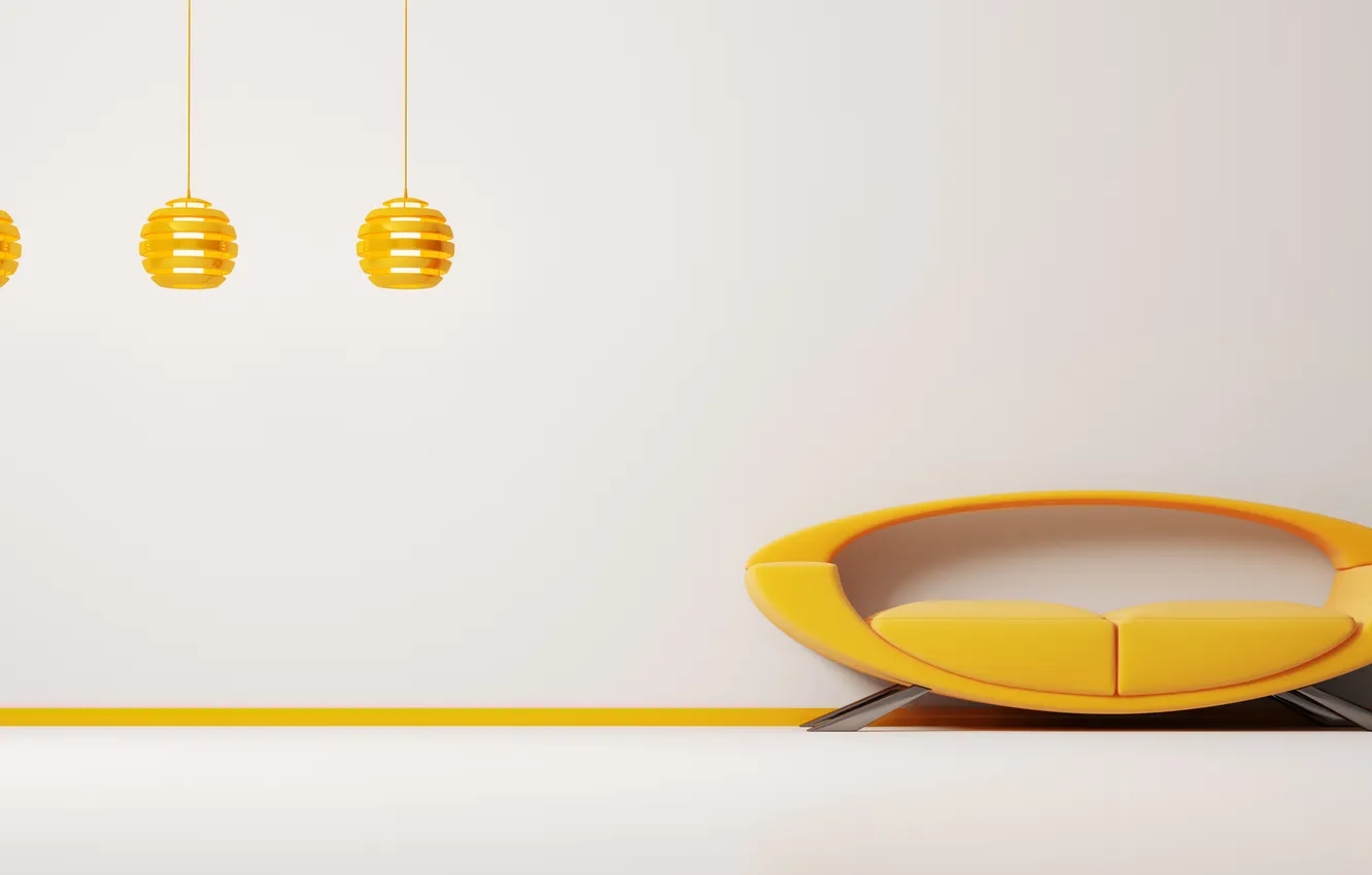 Photo wallpaper style, sofa, lamp