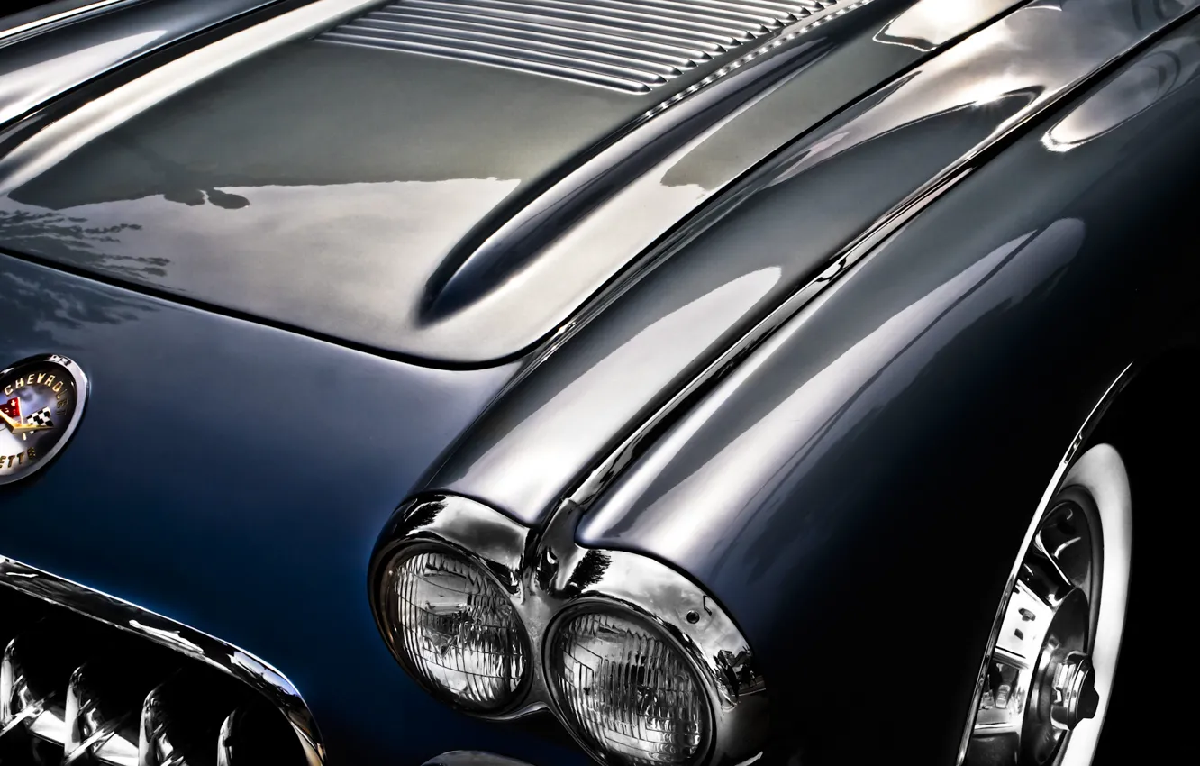 Photo wallpaper background, Corvette, Chevrolet, the hood, Chevrolet, classic, 1957, Corvette