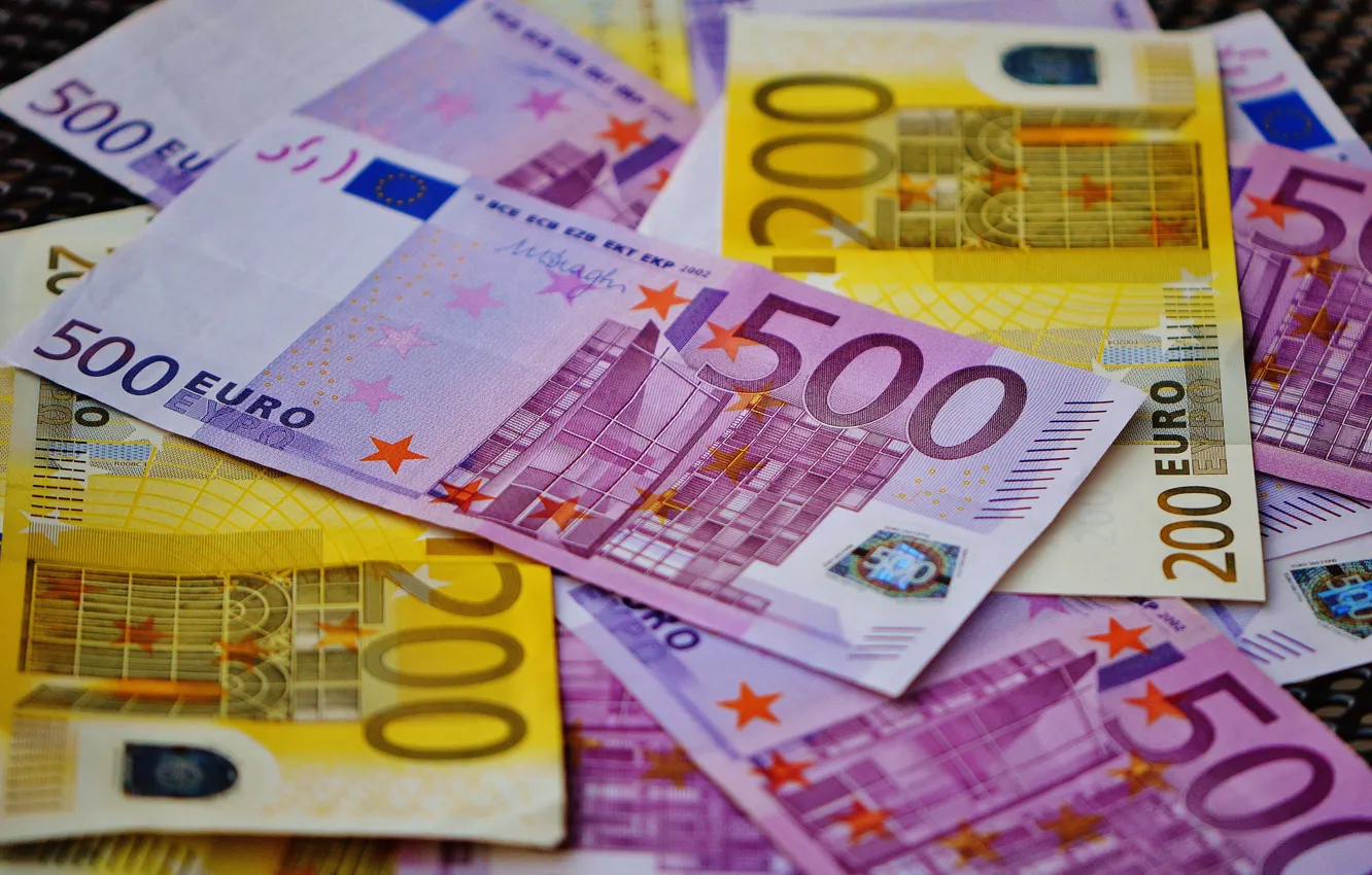 Photo wallpaper money, blur, Euro, currency, bills, euro, currency, banknotes