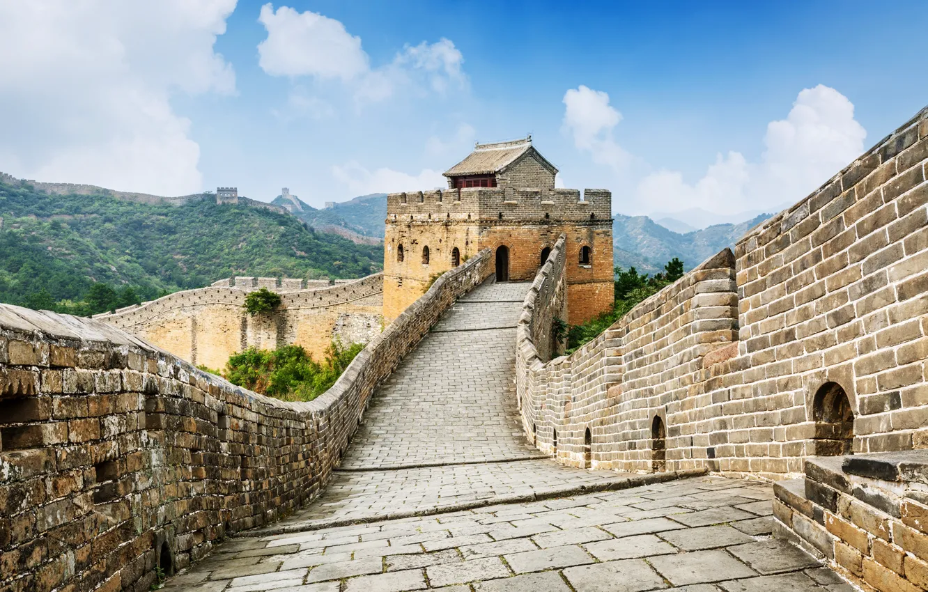 Photo wallpaper the sky, clouds, mountains, nature, China, The great wall of China, The great wall of …