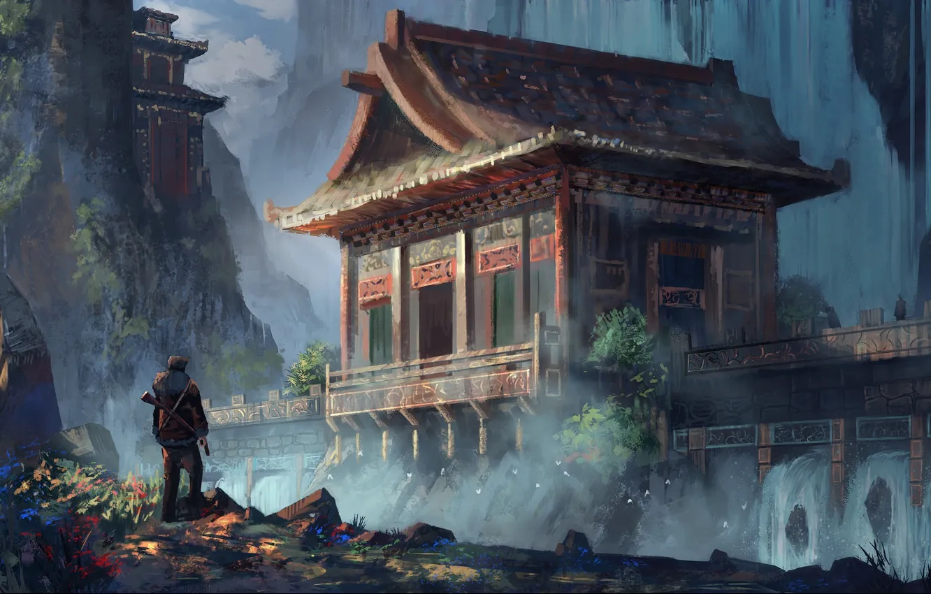 Photo wallpaper landscape, people, art, temple, by k04sk-d2zc0lv, uncharted redesign temple