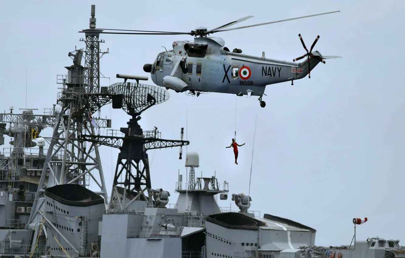 Photo wallpaper exercises, destroyer, The Indian Navy, INS Ranvijay