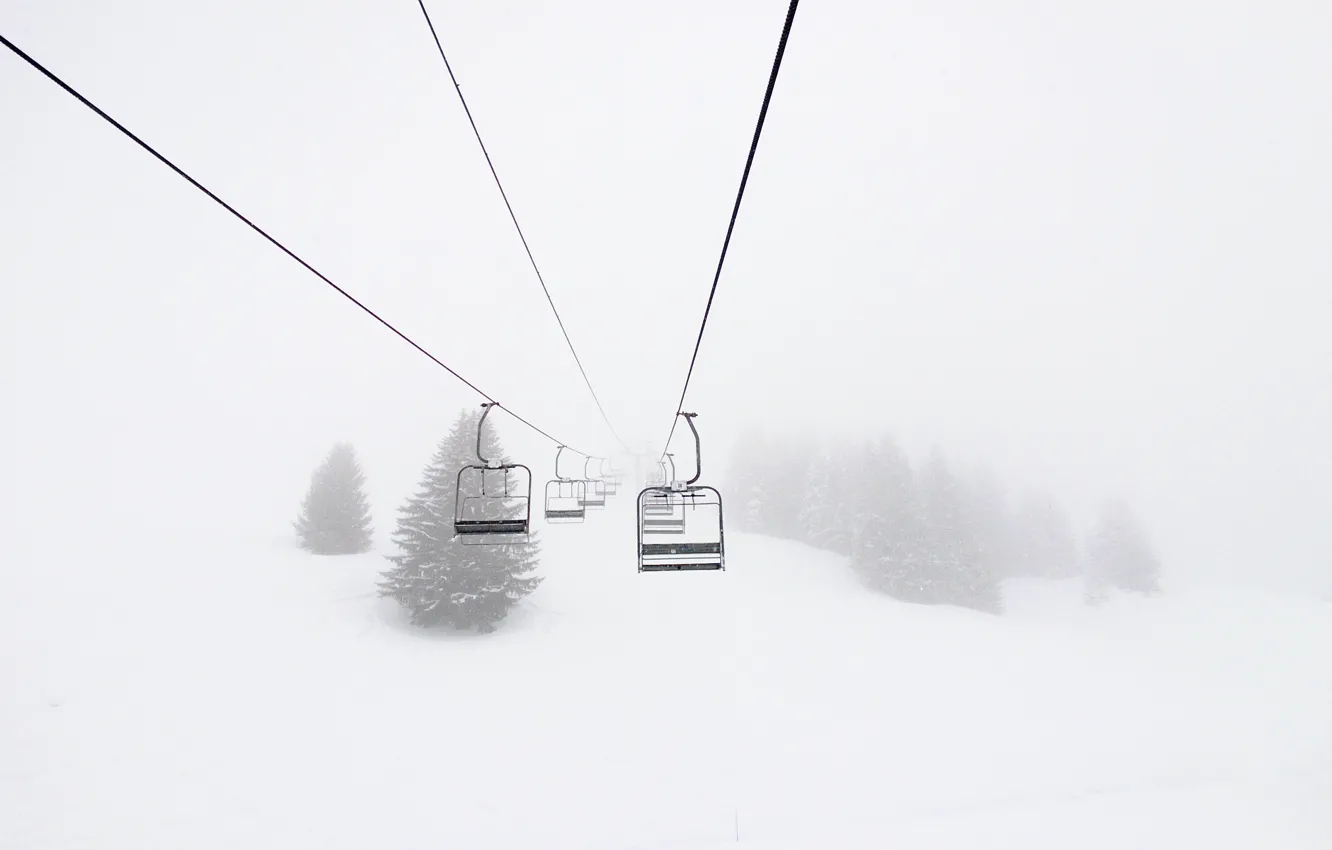 Photo wallpaper winter, resort, France, lift, Morillon, ski