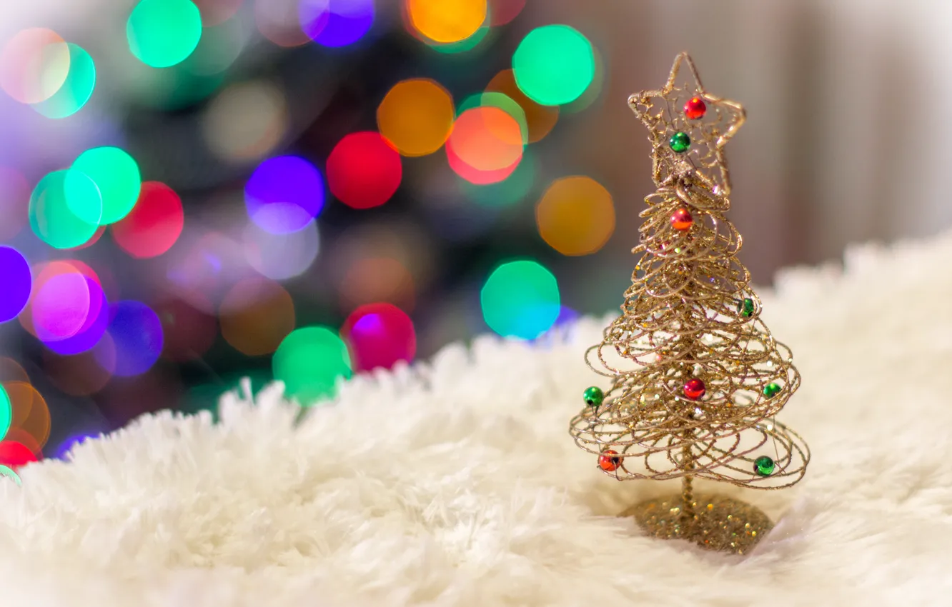 Photo wallpaper Shine, tree, new year, fur, bokeh