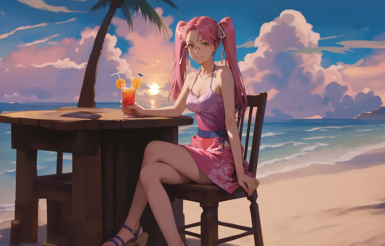 Photo wallpaper girl, paradise, relaxing