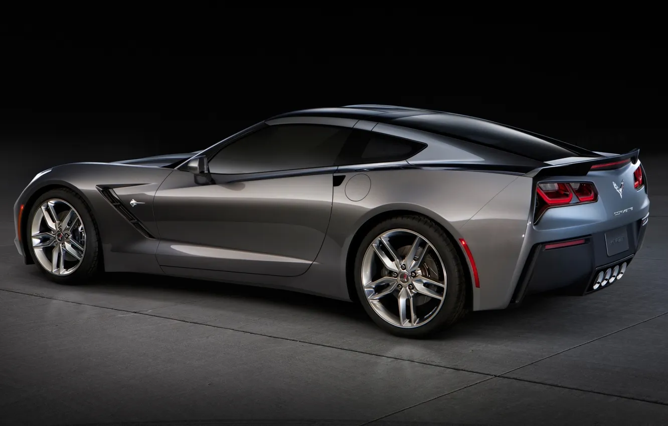 Photo wallpaper grey, Corvette, Chevrolet, Chevrolet, rear view, Corvette, Stingray, Stingray