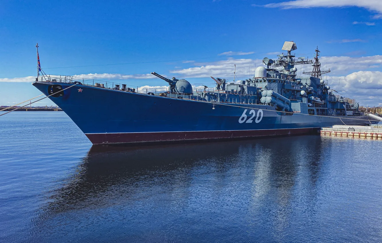 Photo wallpaper Russia, The Gulf of Finland, Museum ship, destroyer, Kronstadt, Destroyer Restless