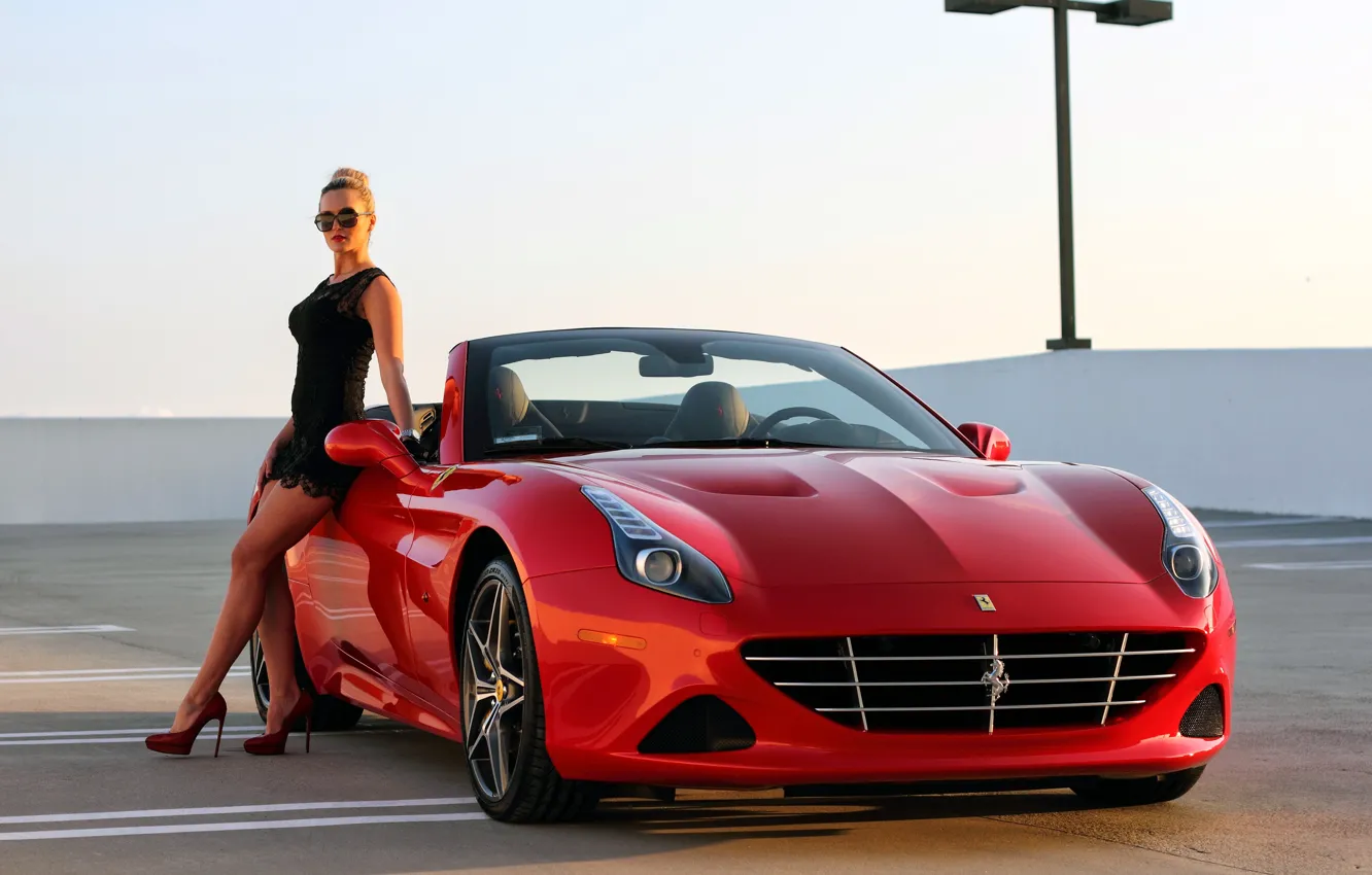 Photo wallpaper girl, Ferrari, supercar, Ferrari, CA, California