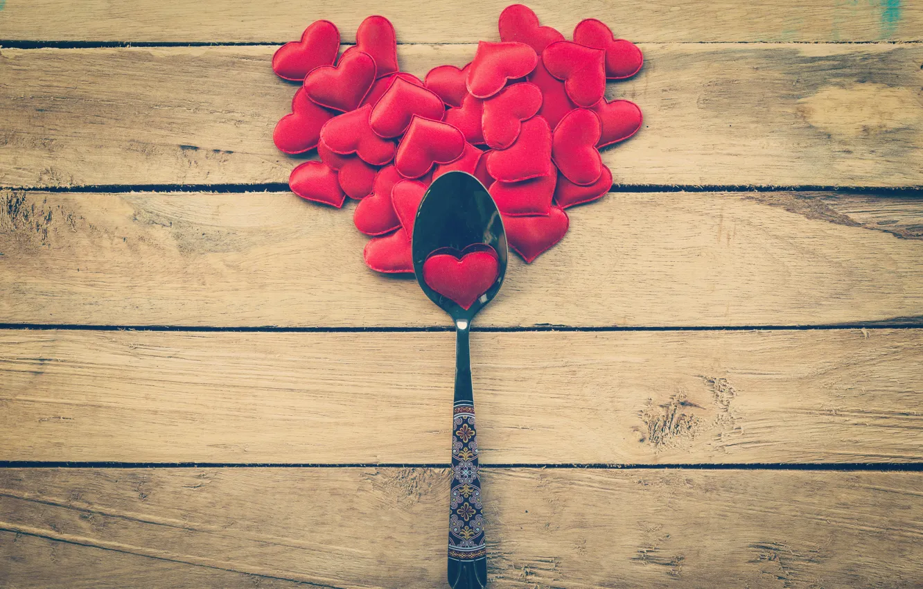 Photo wallpaper love, heart, spoon, hearts, love, heart, wood, romantic