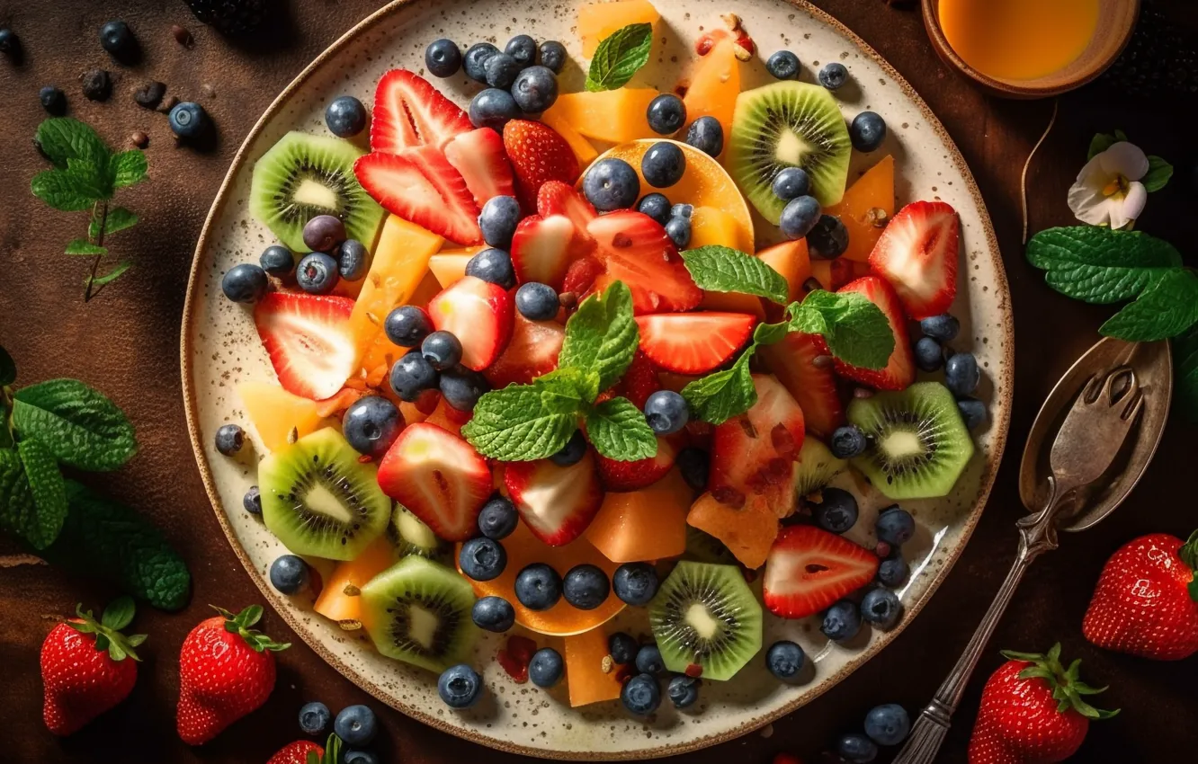 Photo wallpaper berries, food, fruit, different, a lot, juicy, delicious, cuts