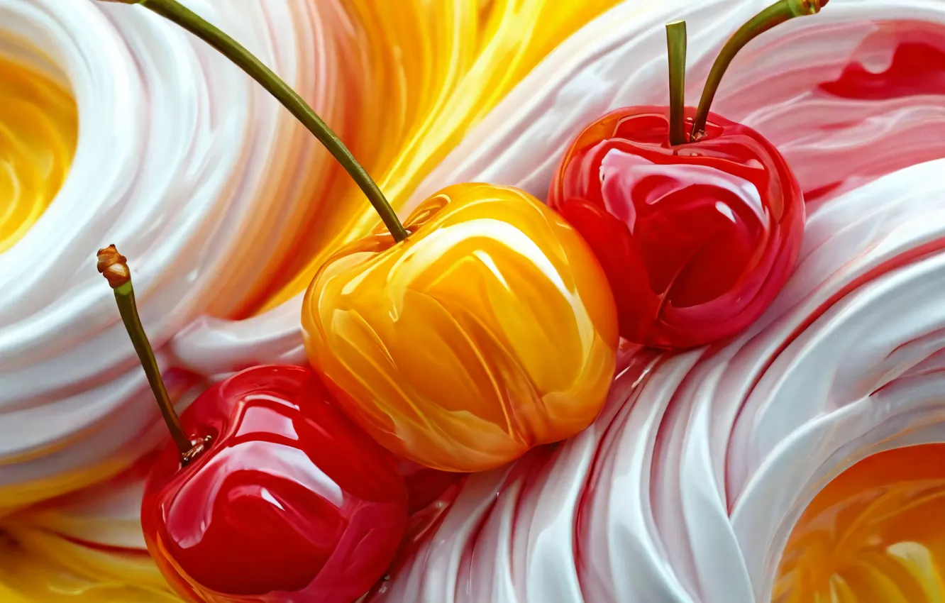 Photo wallpaper cherry, different, Epoxy resin