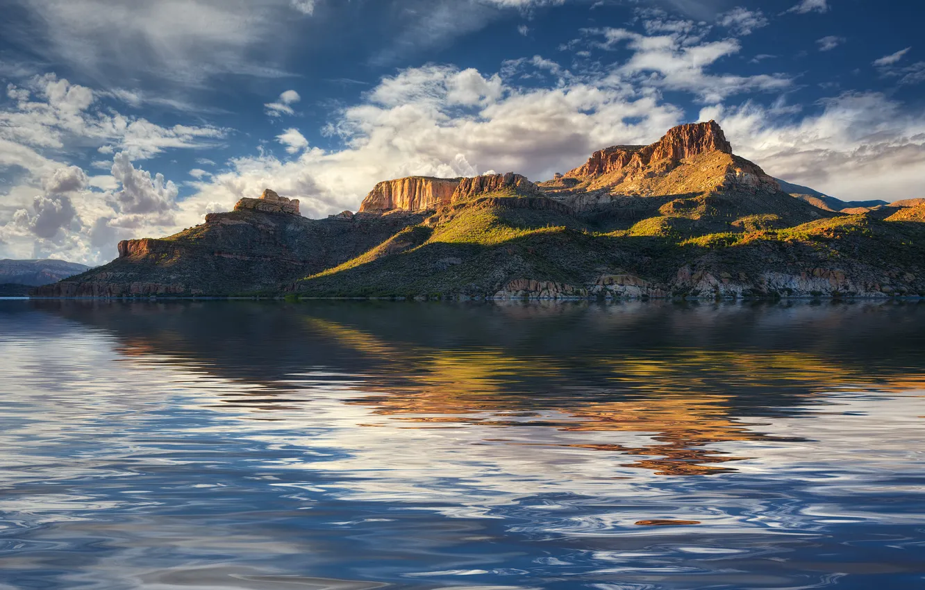 Photo wallpaper lake, reflection, AZ, USA, D. Apache