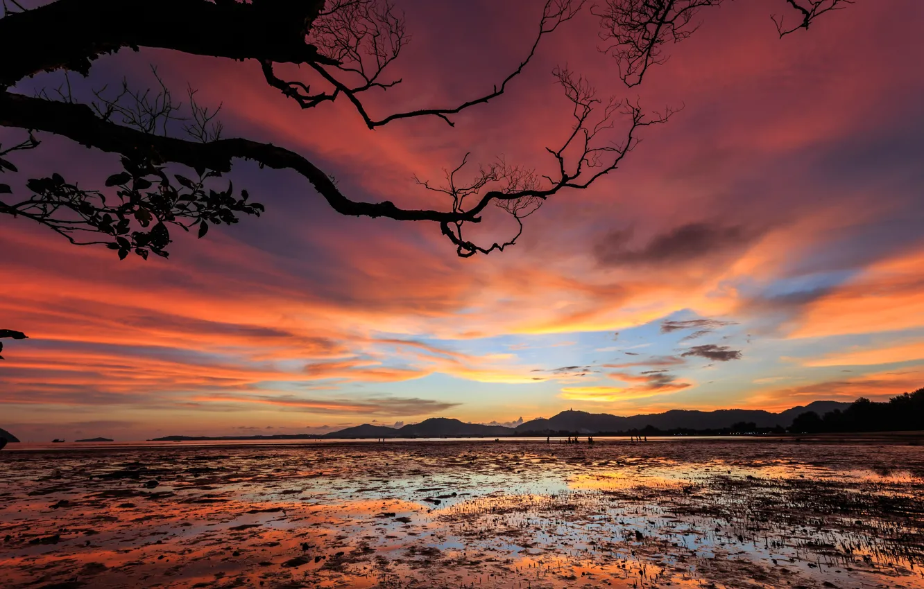 Photo wallpaper sea, wave, beach, summer, the sky, sunset, stones, shore