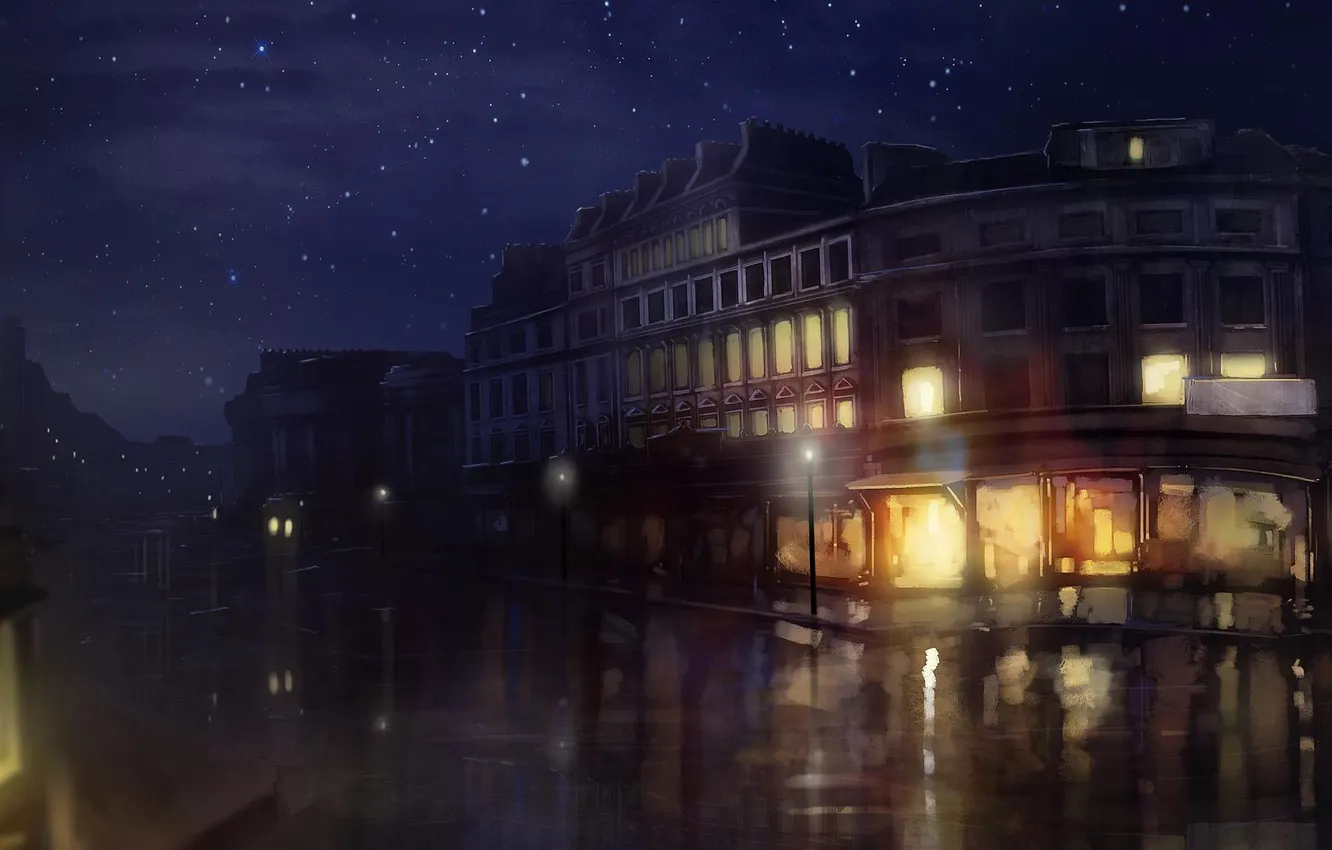 Photo wallpaper night, the city, lights, art