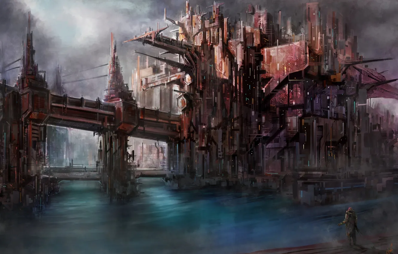 Photo wallpaper the city, future, people, construction, Future