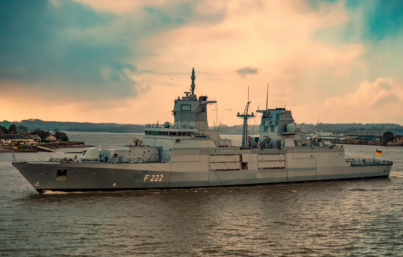 Photo wallpaper Germany, frigate, FGS Baden-Wuerttemberg
