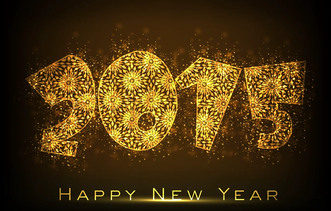 Photo wallpaper golden, New Year, Happy, Happy New Year, 2015