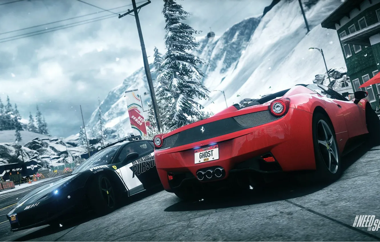 Photo wallpaper Ferrari, Need for Speed, nfs, police, 458 italia, Pursuit, Spider, 2013