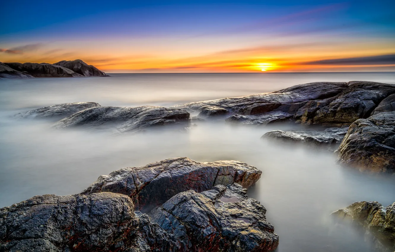 Photo wallpaper sea, sunset, the evening, Norway, Norway, Rogaland, Nymark
