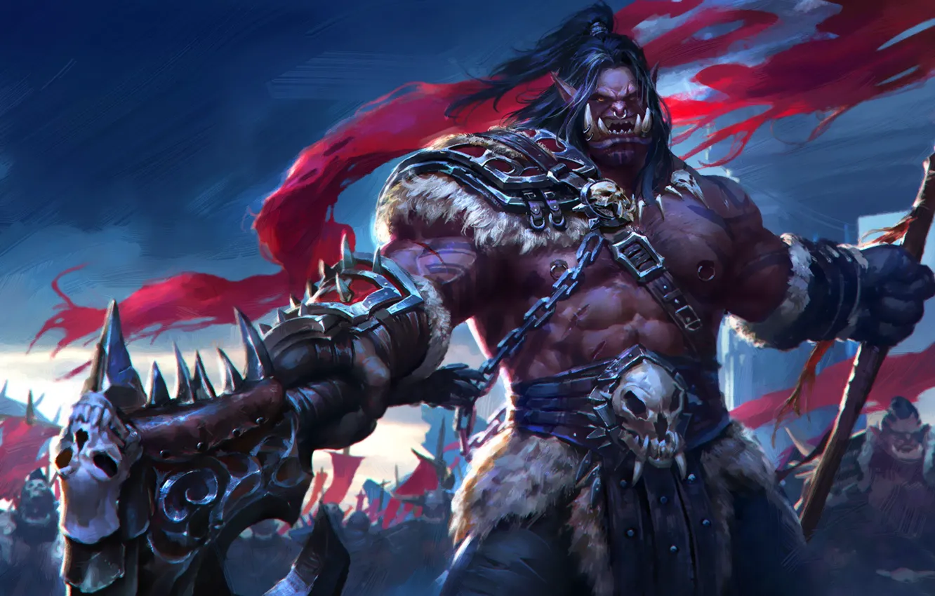 Photo wallpaper WOW, Blizzard, Art, Orc, WarCraft, Illustration, Characters, Grom Hellscream