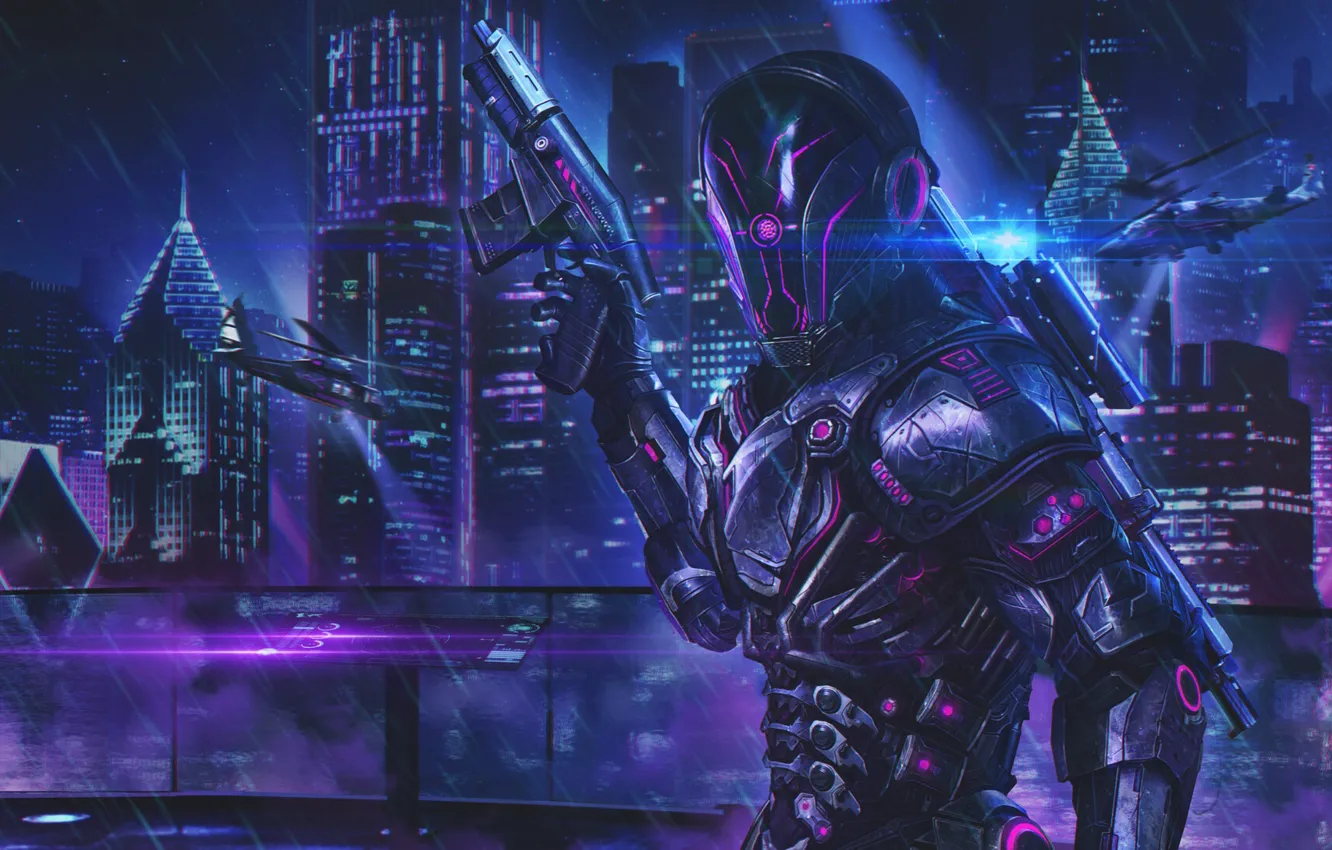 Photo wallpaper city, style, fiction, art, helicopter, fantasy, Ghost, equipment