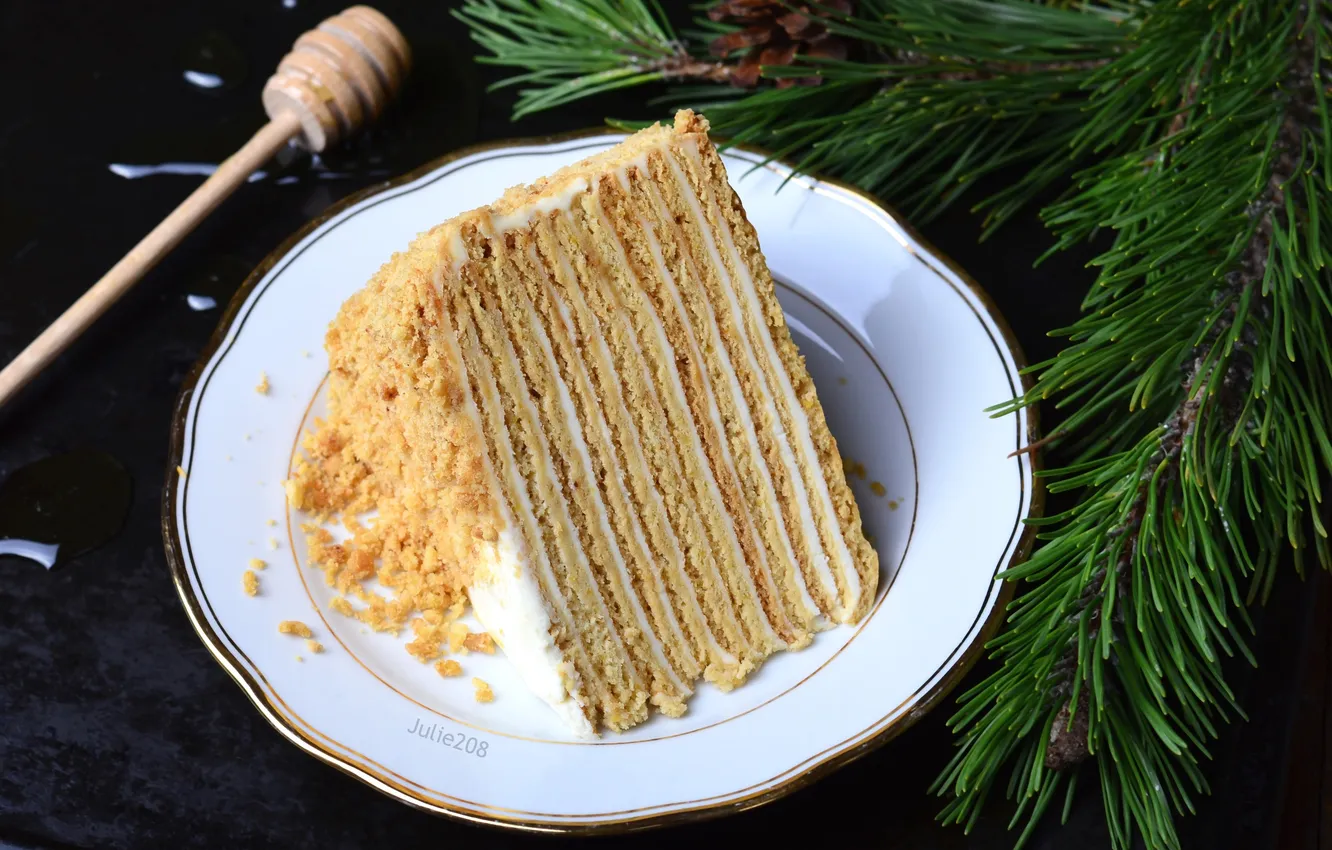 Photo wallpaper spruce, cake, dessert, honey