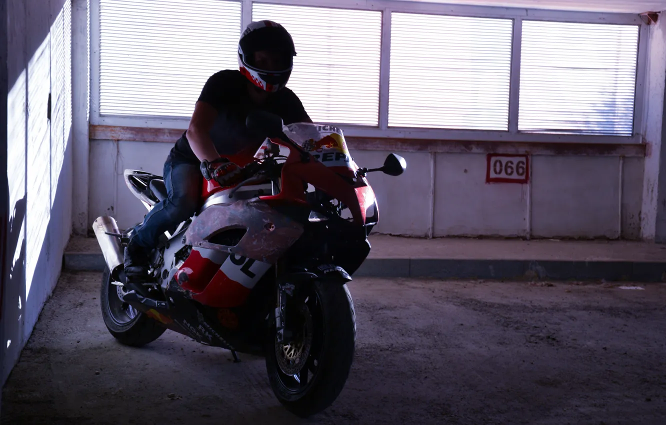 Photo wallpaper Moto, motorcycle, Parking, biker, bike