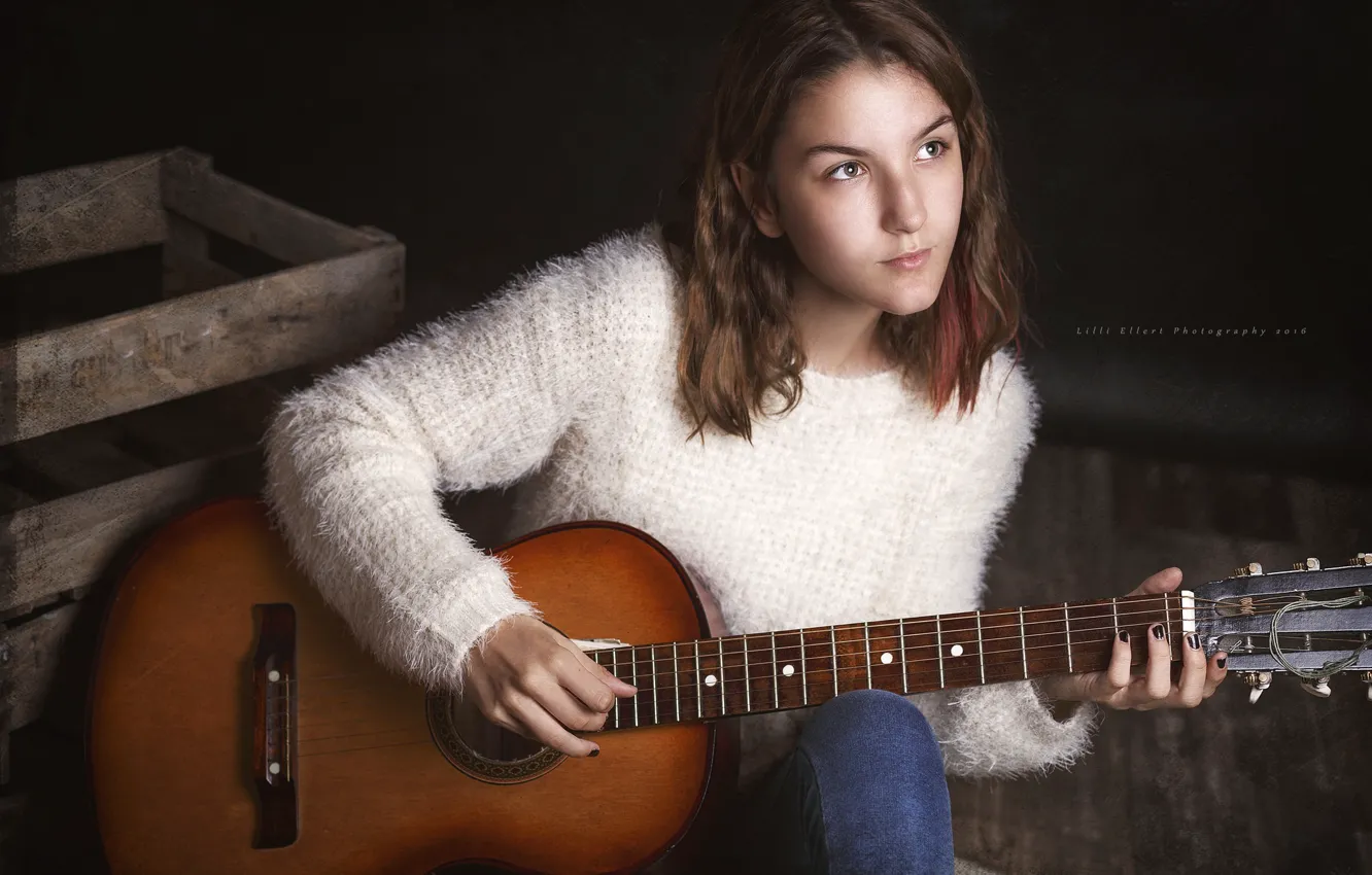 Photo wallpaper girl, music, guitar