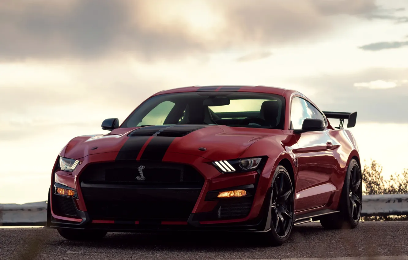 Photo wallpaper clouds, Mustang, Ford, Shelby, GT500, bloody, 2019